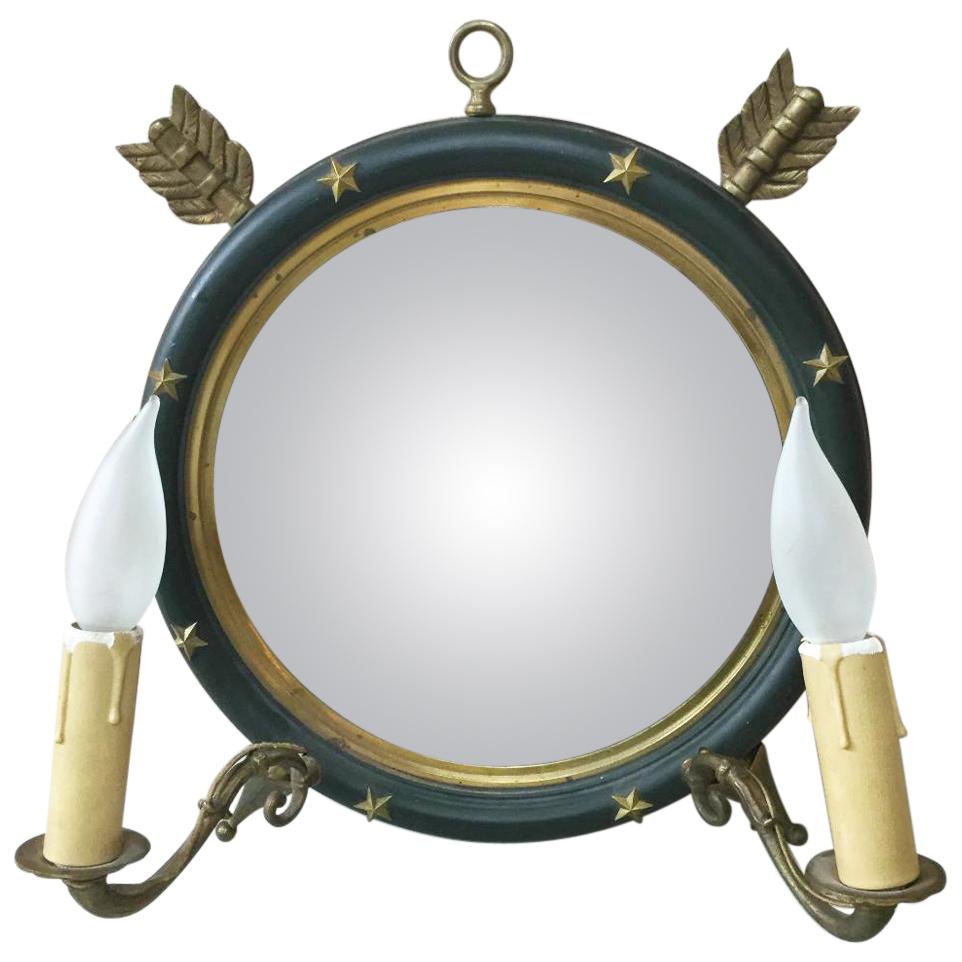 French Empire-Style Mirrored Sconce, circa 1940 For Sale