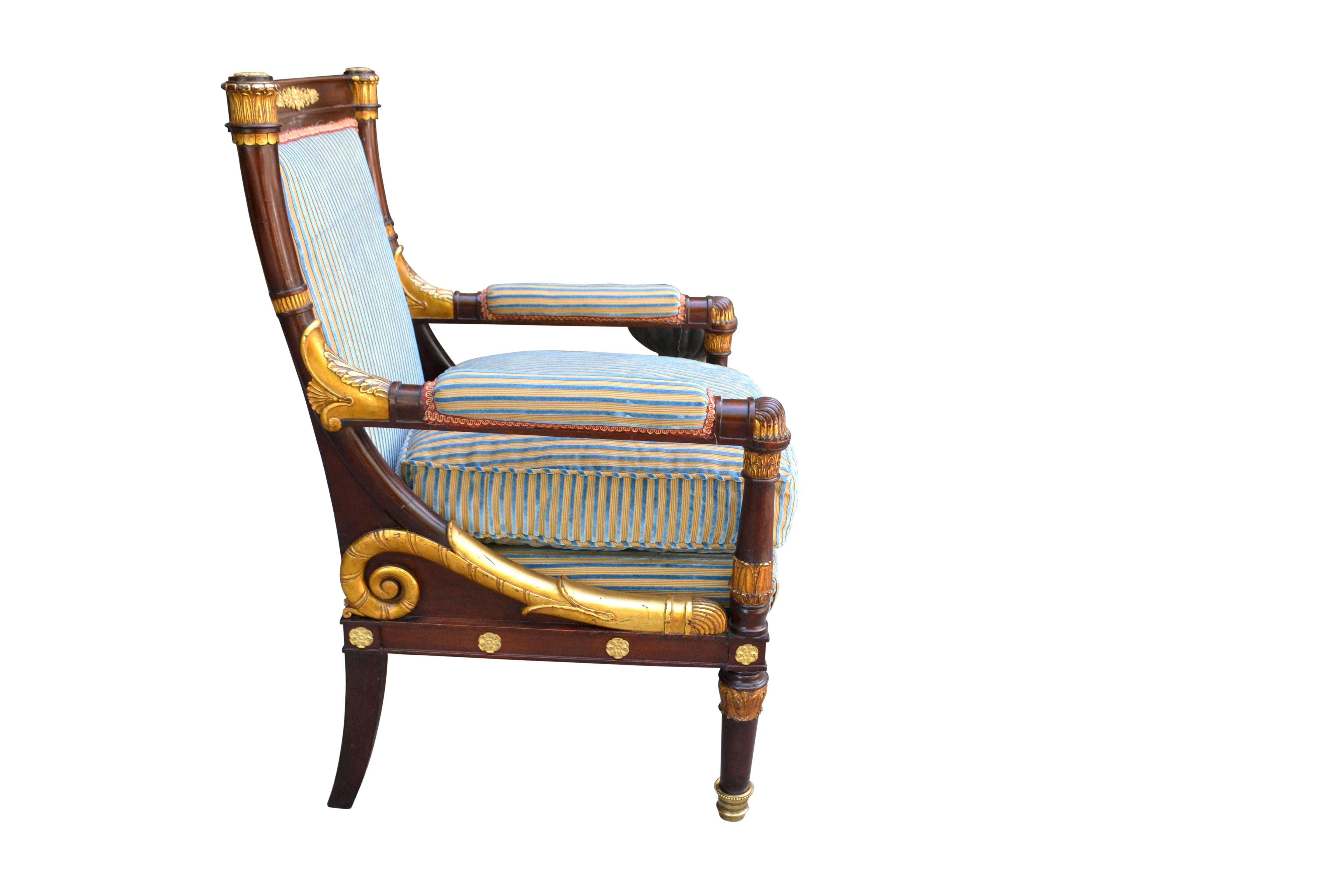 Empire Revival French Empire Style Open Armchair