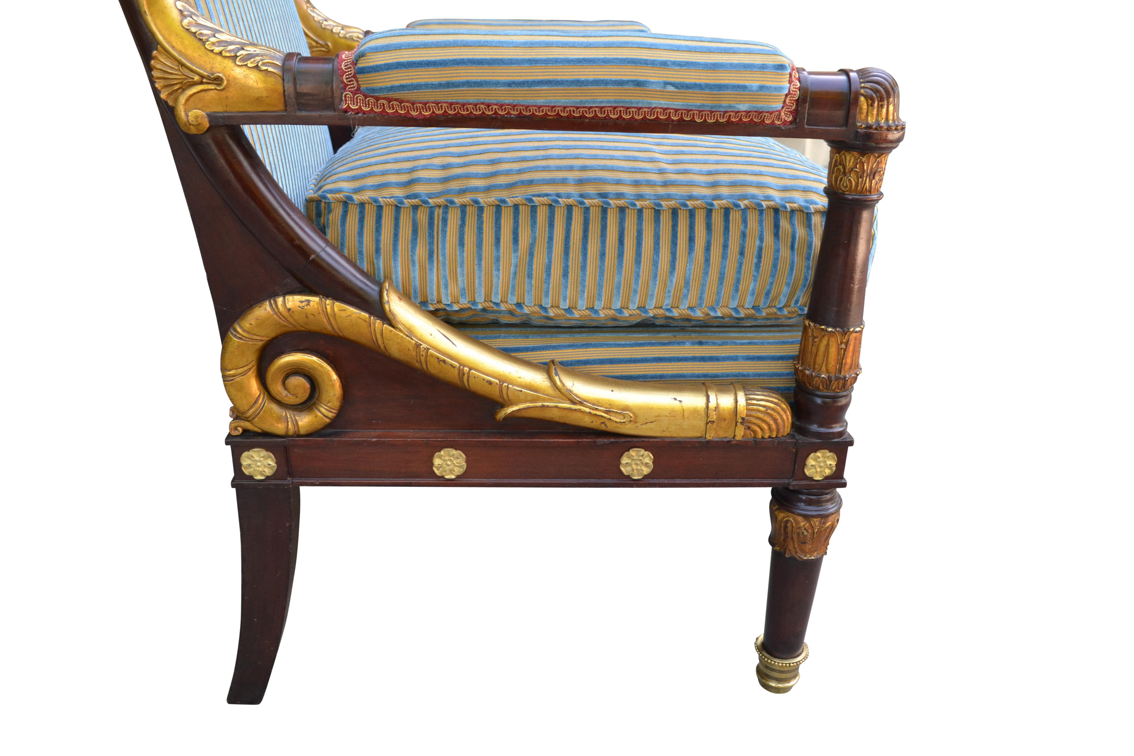 French Empire Style Open Armchair In Good Condition In Vancouver, British Columbia