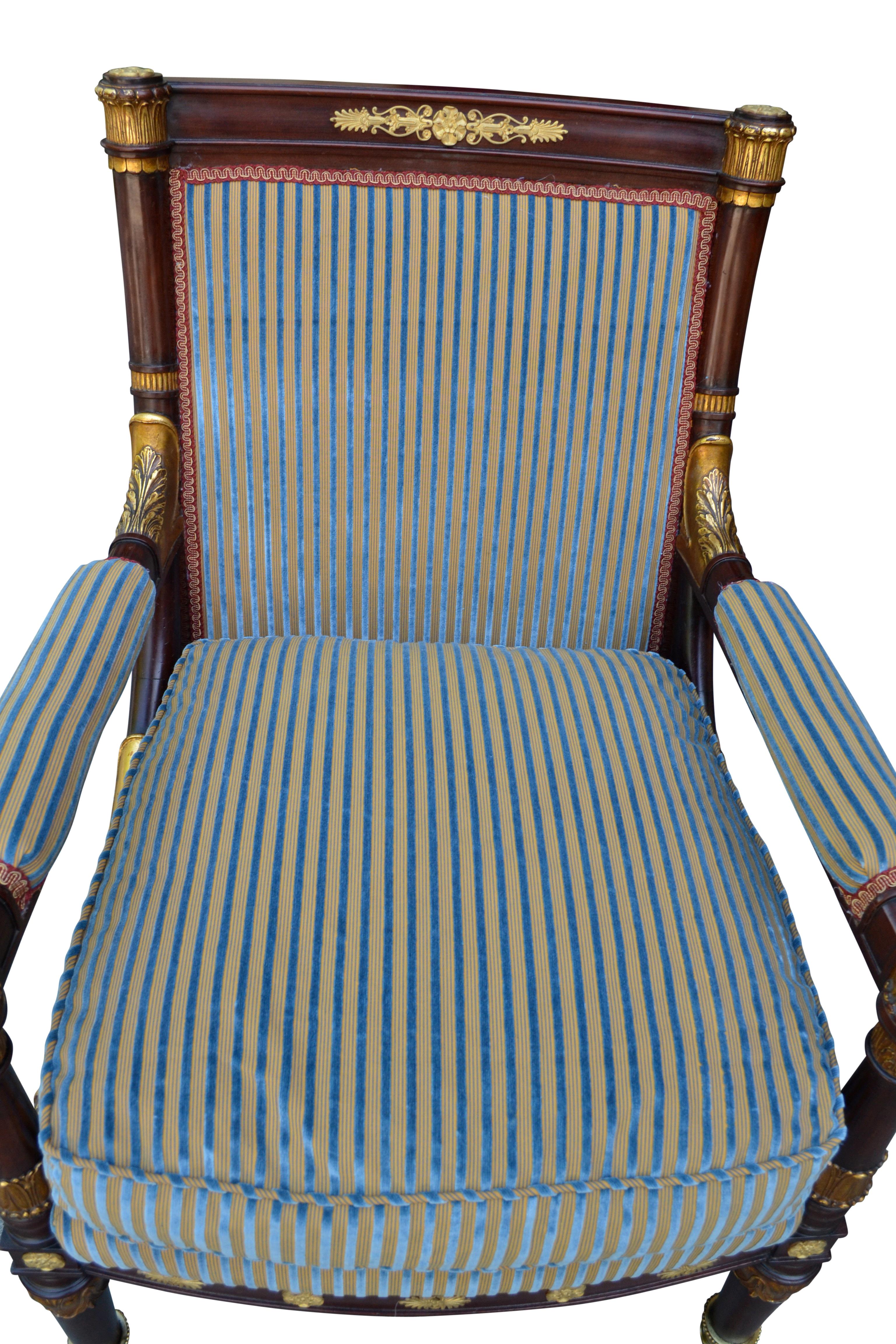 19th Century French Empire Style Open Armchair