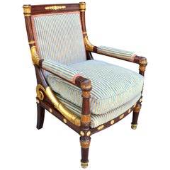 Antique French Empire Style Open Armchair