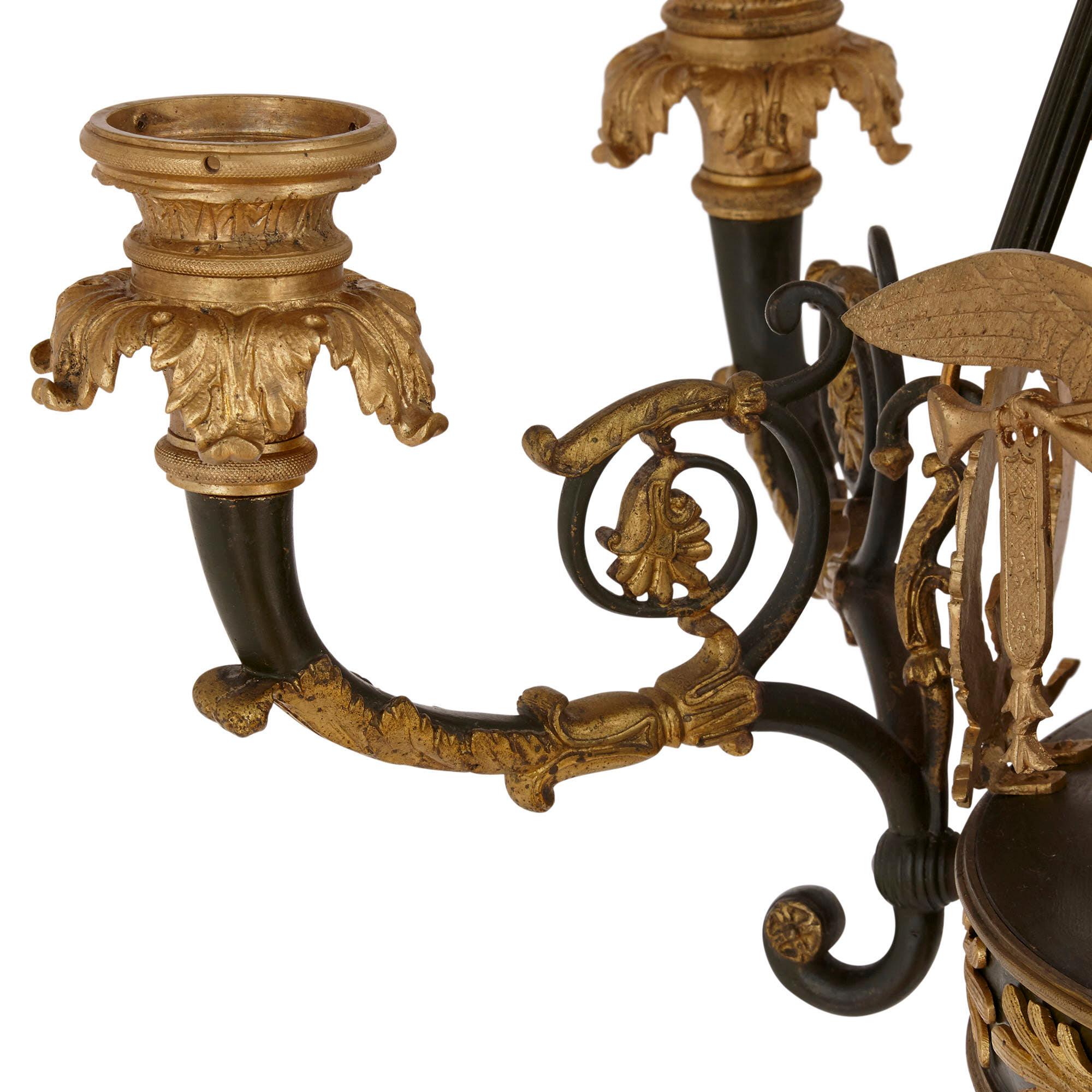 French Empire Style Ormolu and Bronze Chandelier For Sale 1