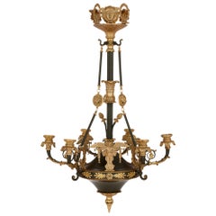 French Empire Style Ormolu and Bronze Chandelier