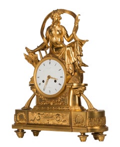Antique French Empire Style Ormolu Bronze Mantel Clock with Goddess 'Ceres'