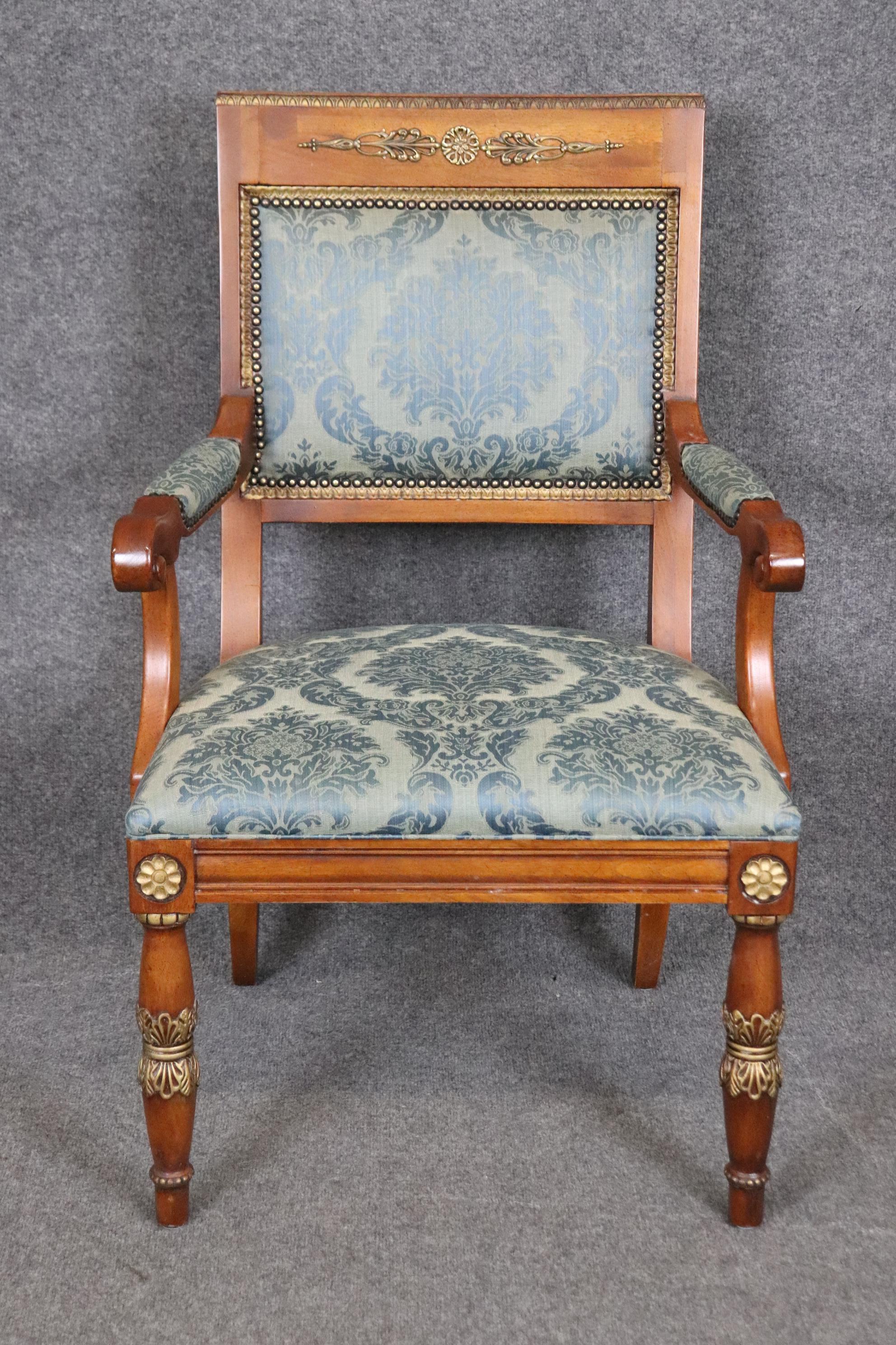Empire Revival French Empire Style Ormolu Henredon Classic Armchair or Throne Chair For Sale