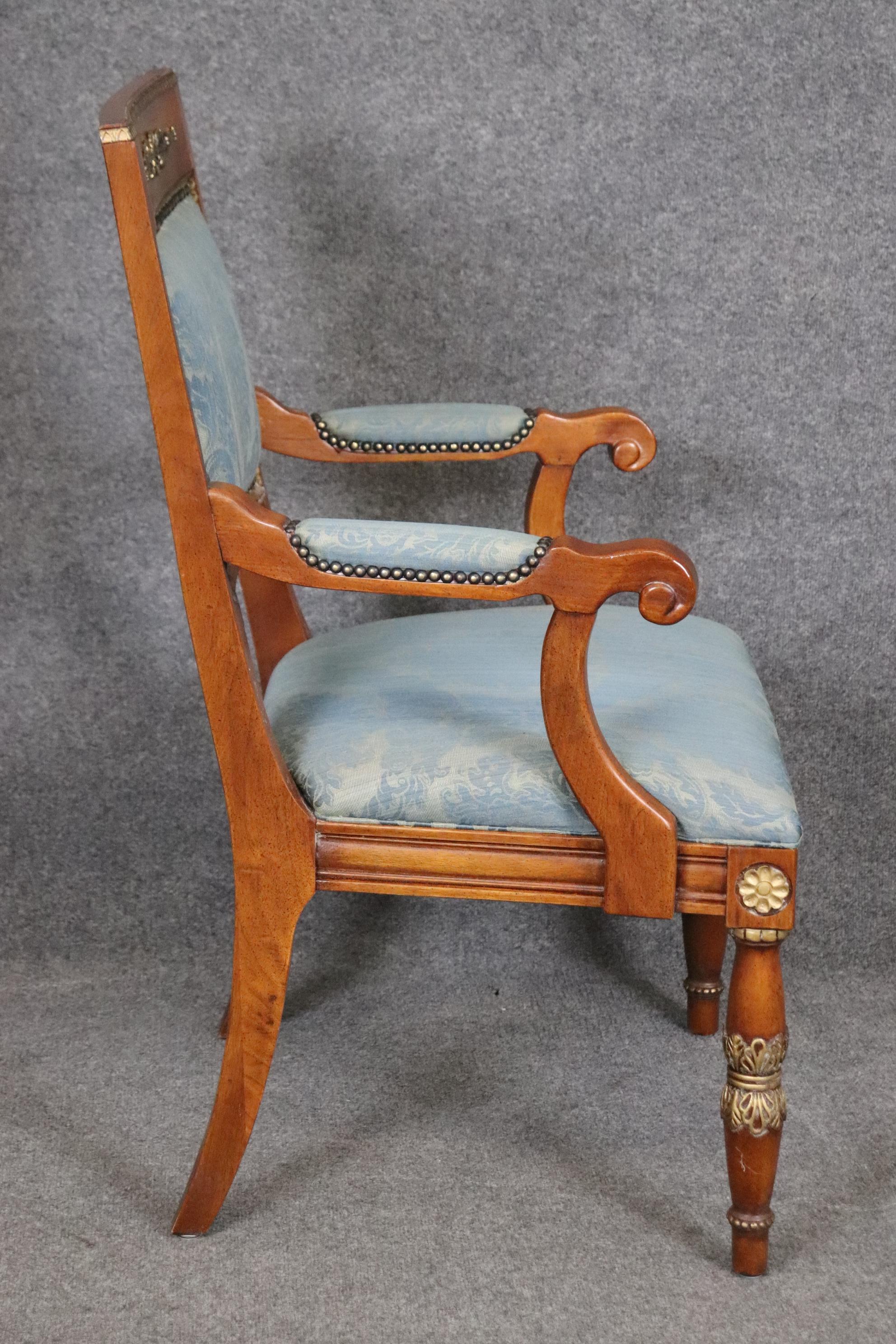 Mid-20th Century French Empire Style Ormolu Henredon Classic Armchair or Throne Chair For Sale