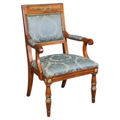 Vintage French Empire Style Ormolu Henredon Classic Armchair or Throne Chair