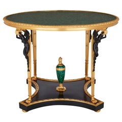Tavolo da centro in malachite montato in stile Impero francese