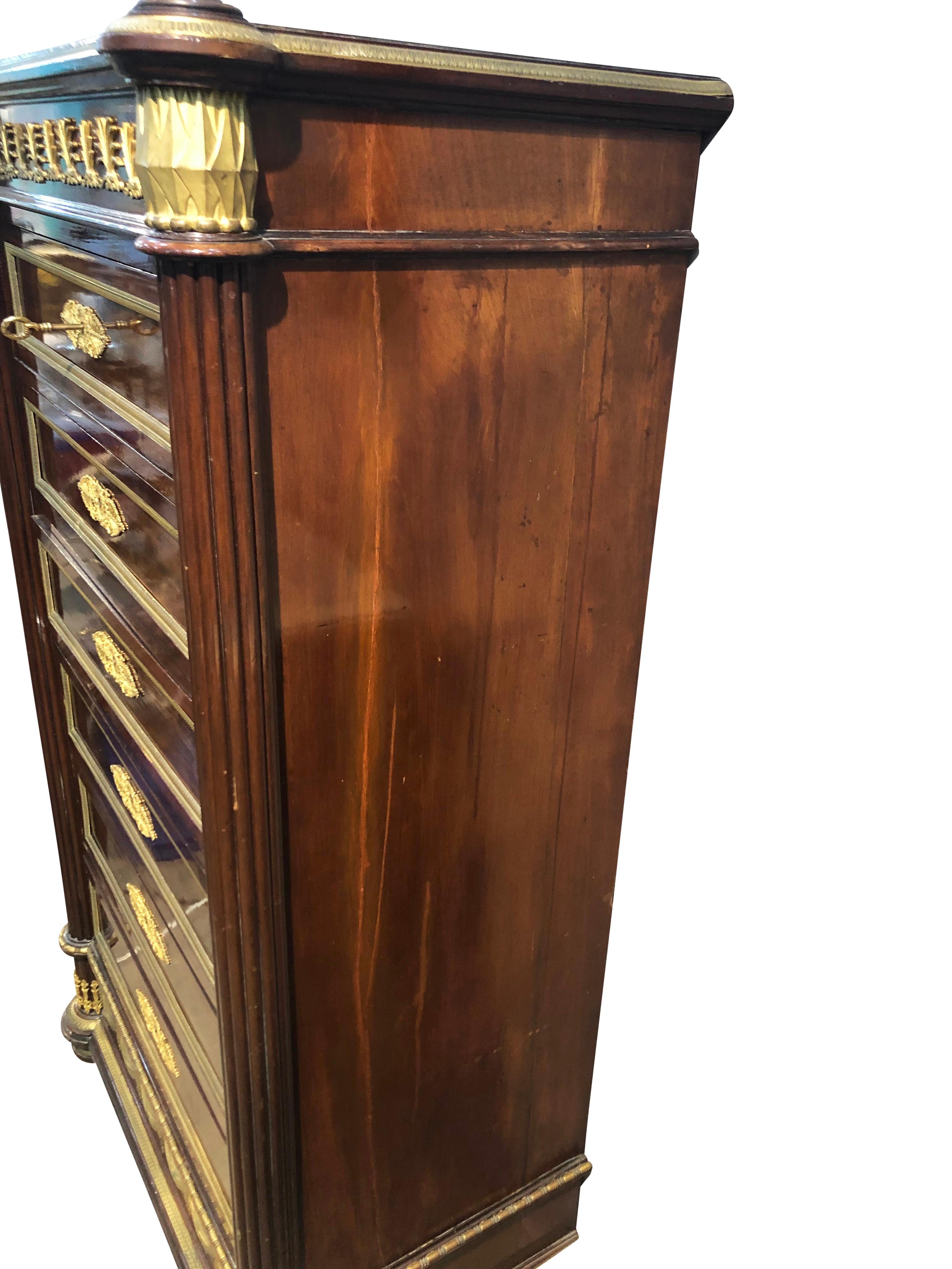 French Empire Style Ormolu Semainier Tall Chest of Drawers 4