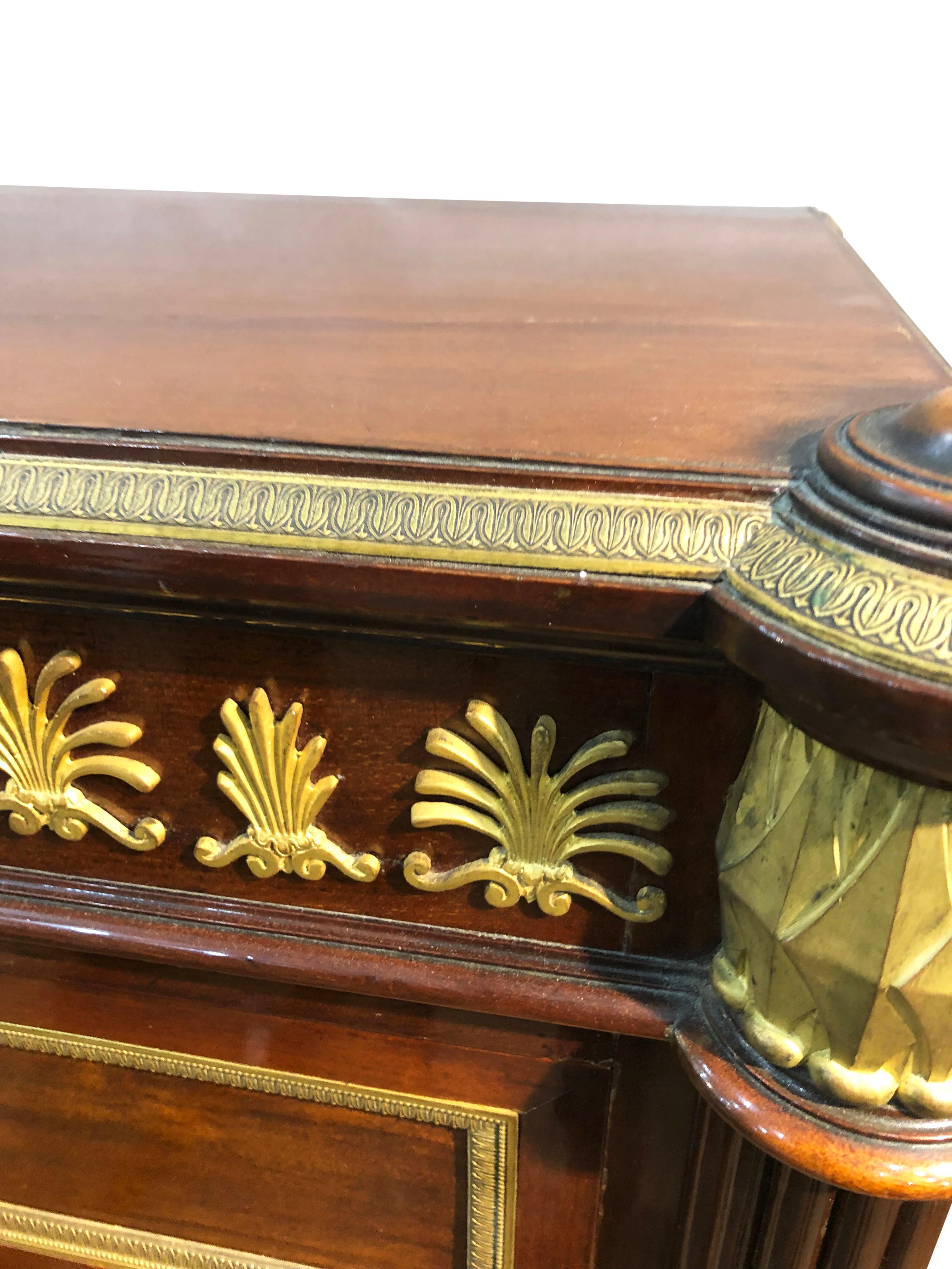 French Empire Style Ormolu Semainier Tall Chest of Drawers In Good Condition In Haddonfield, NJ