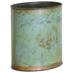 Vintage French Empire Style Painted and Stenciled Rubbish Bin