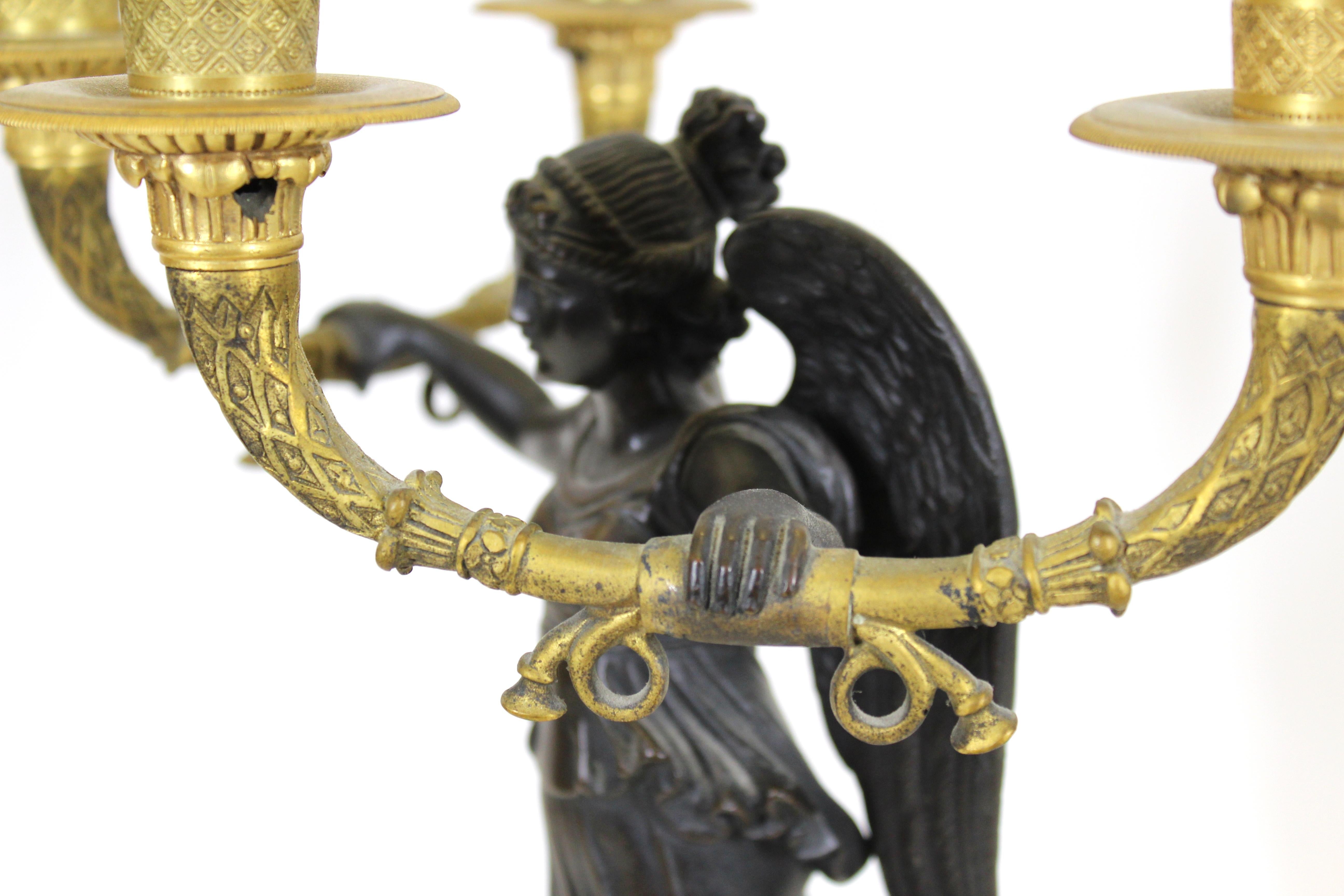 French Empire Style Parcel Gilt Bronze Candelabras 7