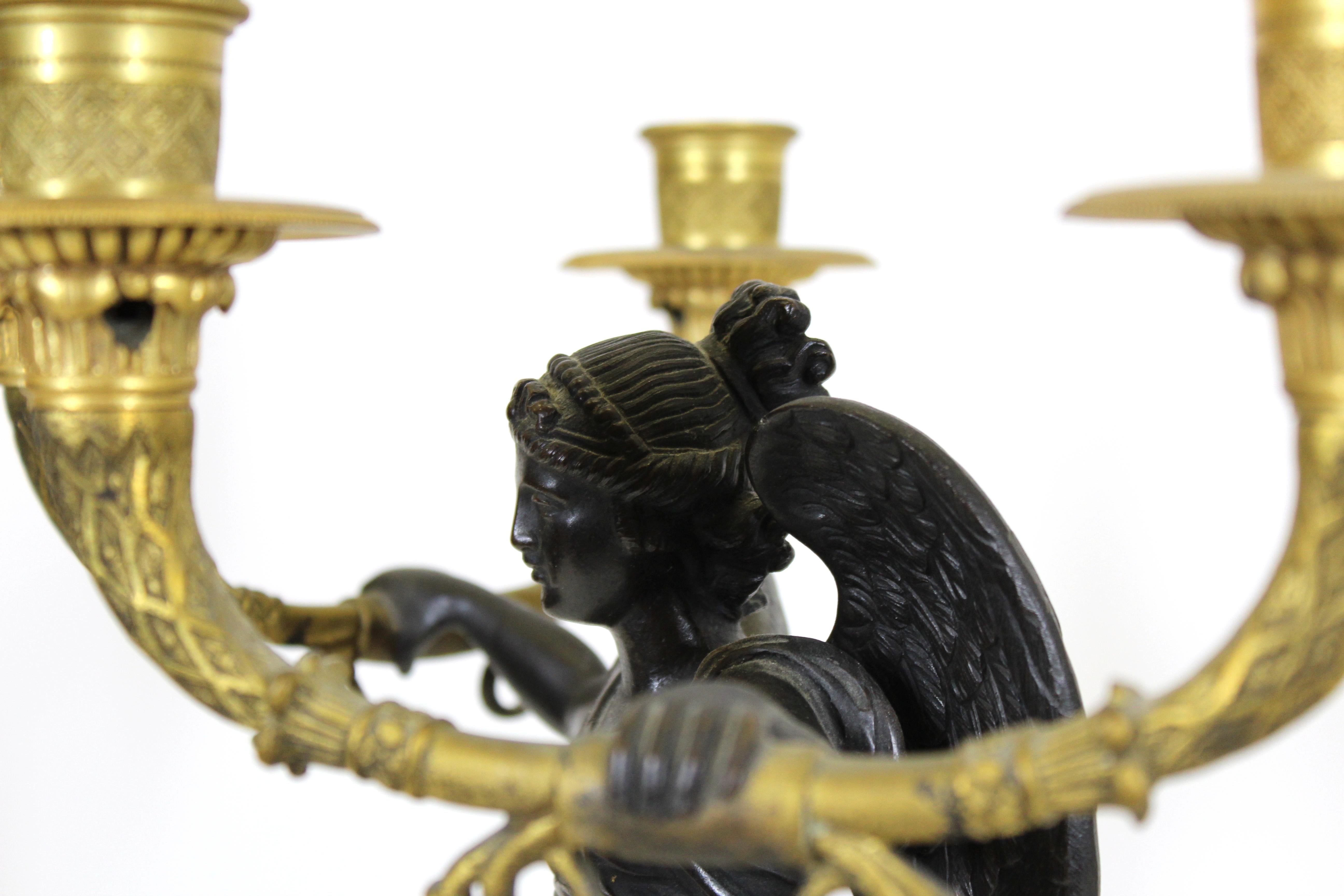 French Empire Style Parcel Gilt Bronze Candelabras 8