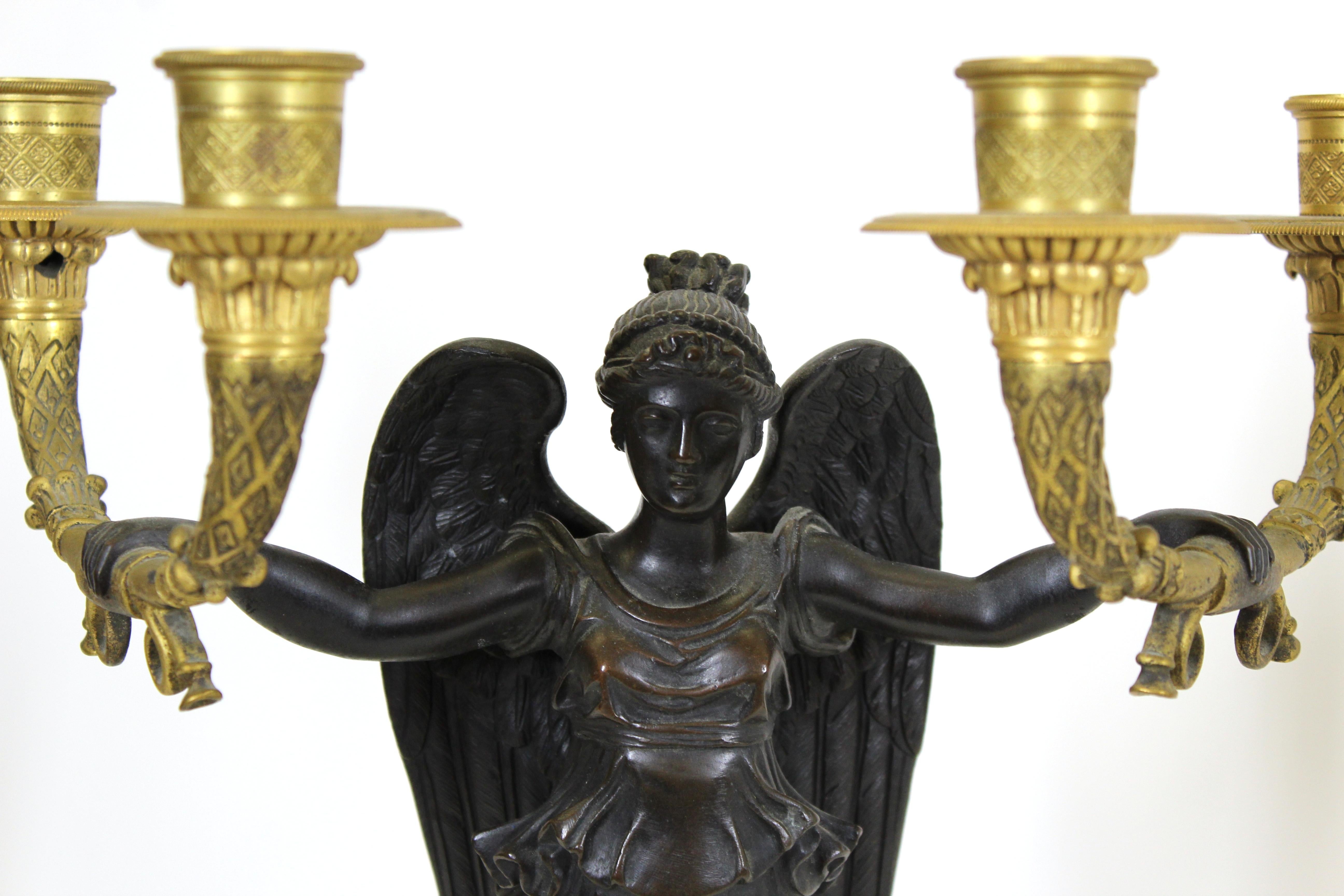 French Empire Style Parcel Gilt Bronze Candelabras 4