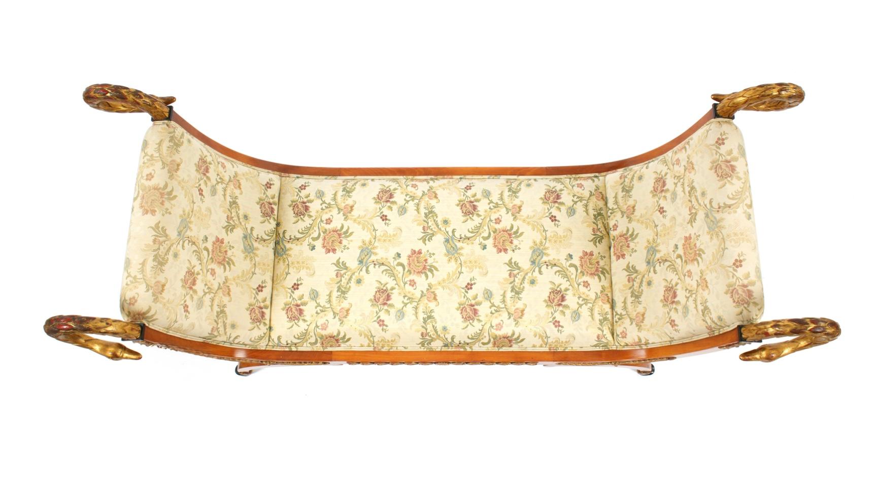 Empire Revival French Empire Style Parcel Giltwood Swan Recamier For Sale