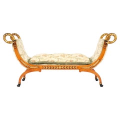 French Empire Style Parcel Giltwood Swan Recamier