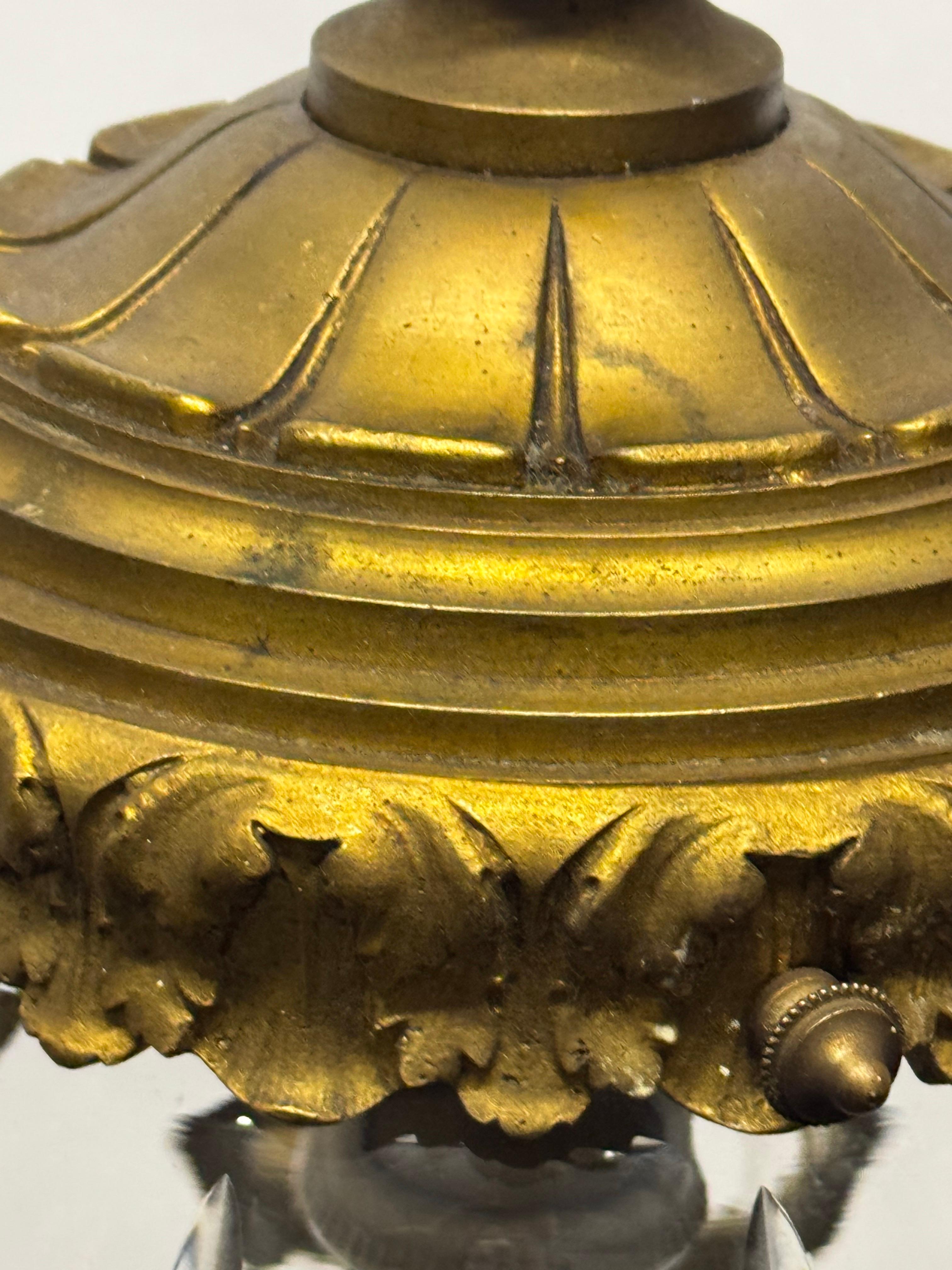 Französische Empire-Laterne mit Bronze und geschliffenen Kristallen, um 1900 im Angebot 7