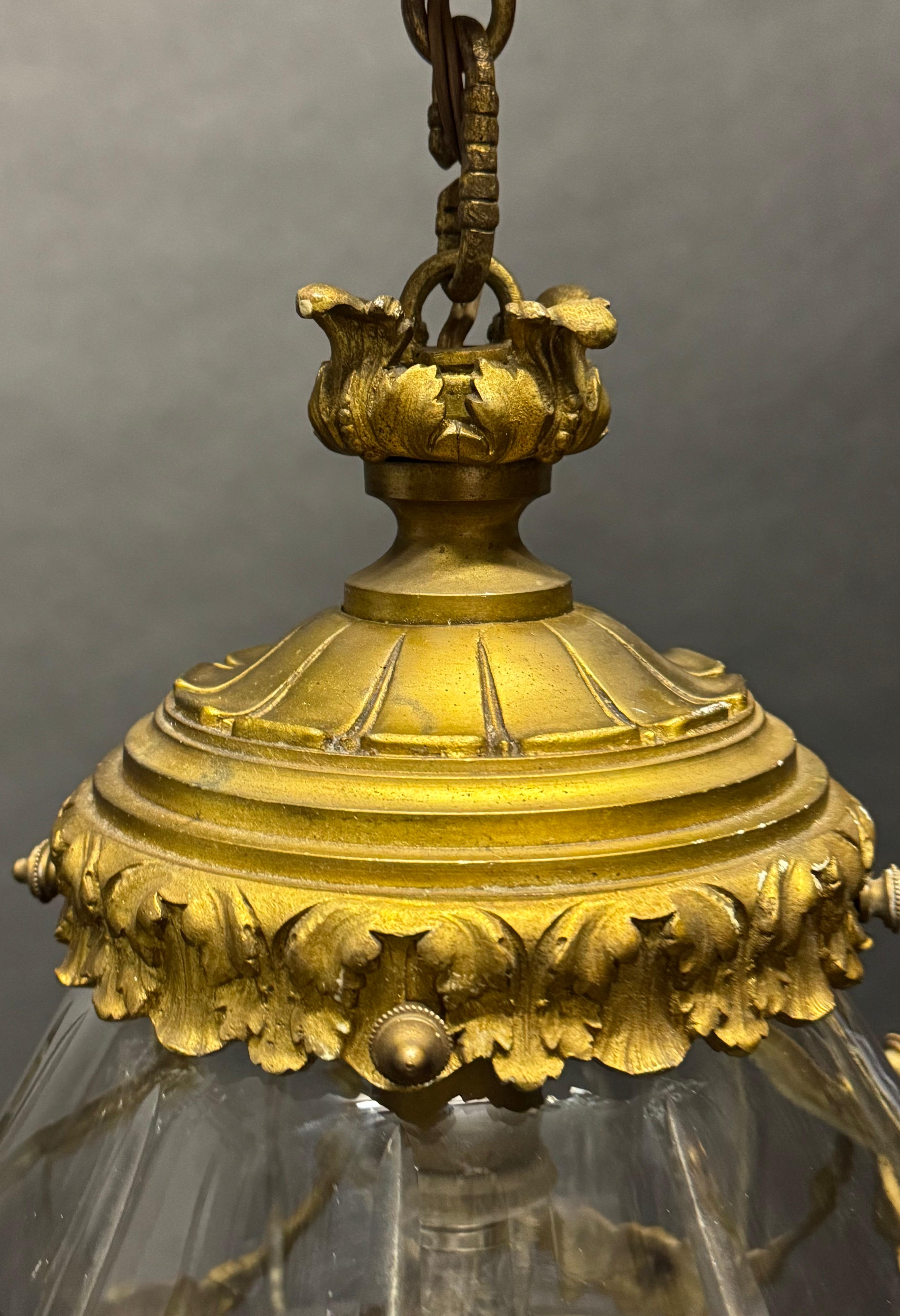 Französische Empire-Laterne mit Bronze und geschliffenen Kristallen, um 1900 (Art nouveau) im Angebot