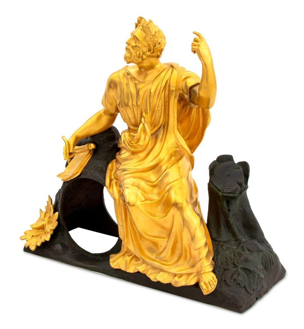 Französischer Empire-Stil Philosophen Bronze Uhr montieren im Zustand „Gut“ im Angebot in Astoria, NY