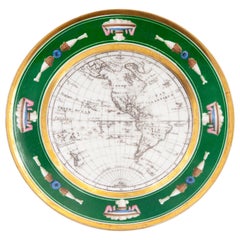 French Empire Style Porcelain Cartographic Cabinet Plate