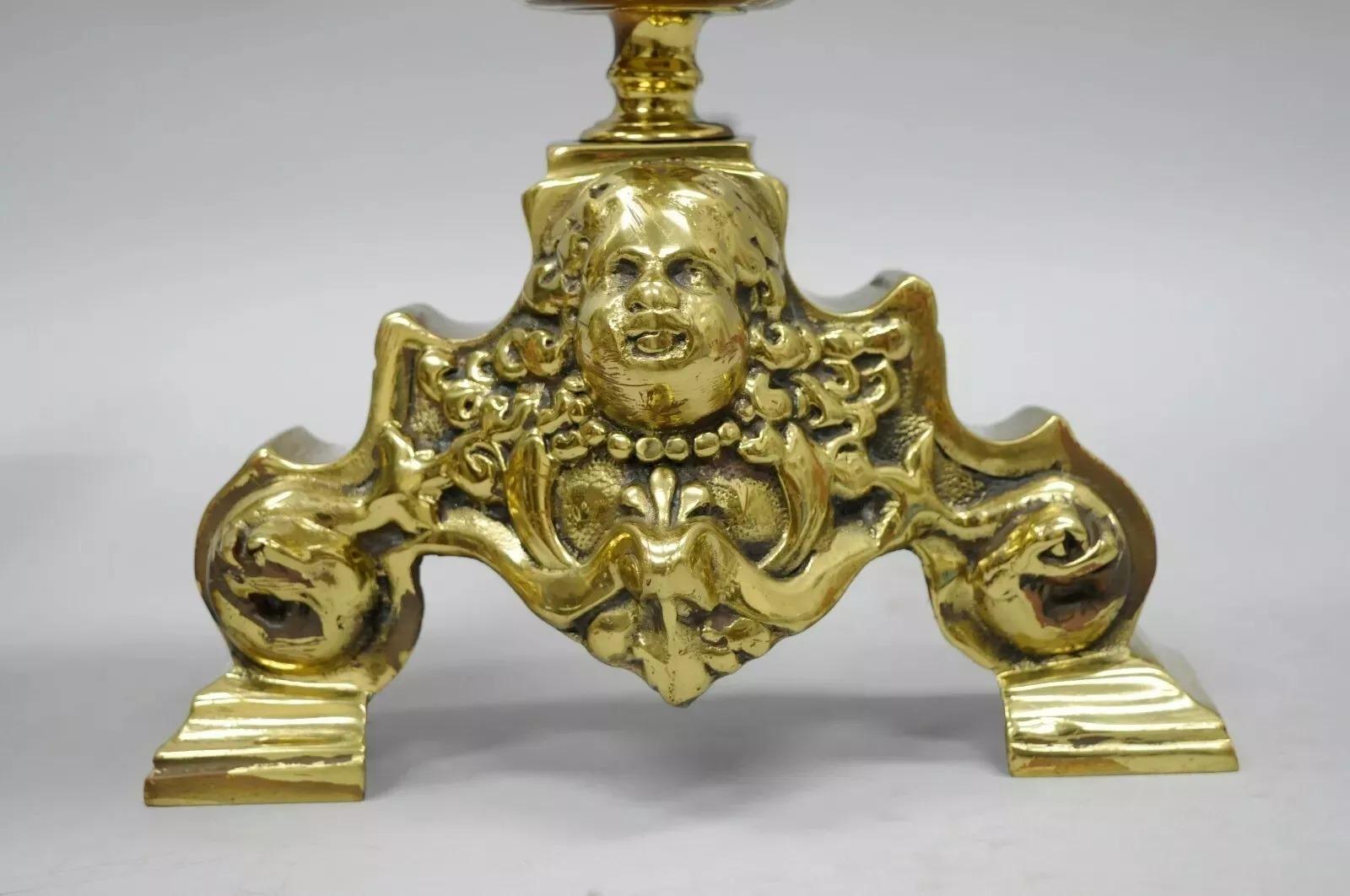 Große Messing-Kanonenball-Feuerböcke im französischen Empire-Stil von Putty Cherub im Empire-Stil - ein Paar im Angebot 4