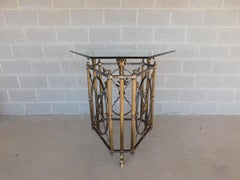 French Empire Style Ram's Head Bronze & Steel Center Table