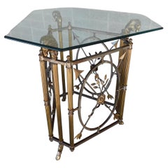 French Empire Style Ram's Head Bronze & Steel Center Table