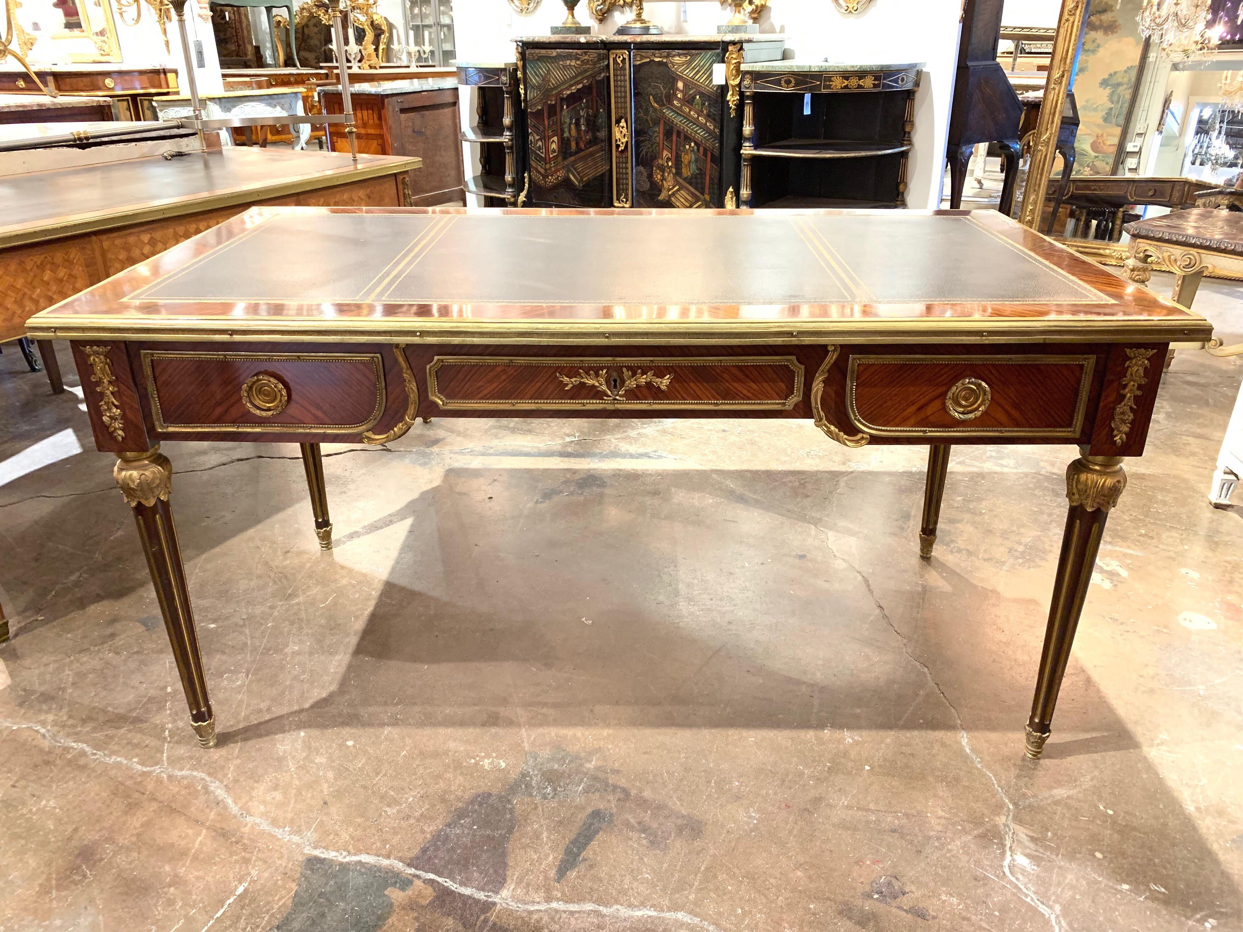 French Empire Style Rosewood and Gilt Bronze Mounted Desk 3