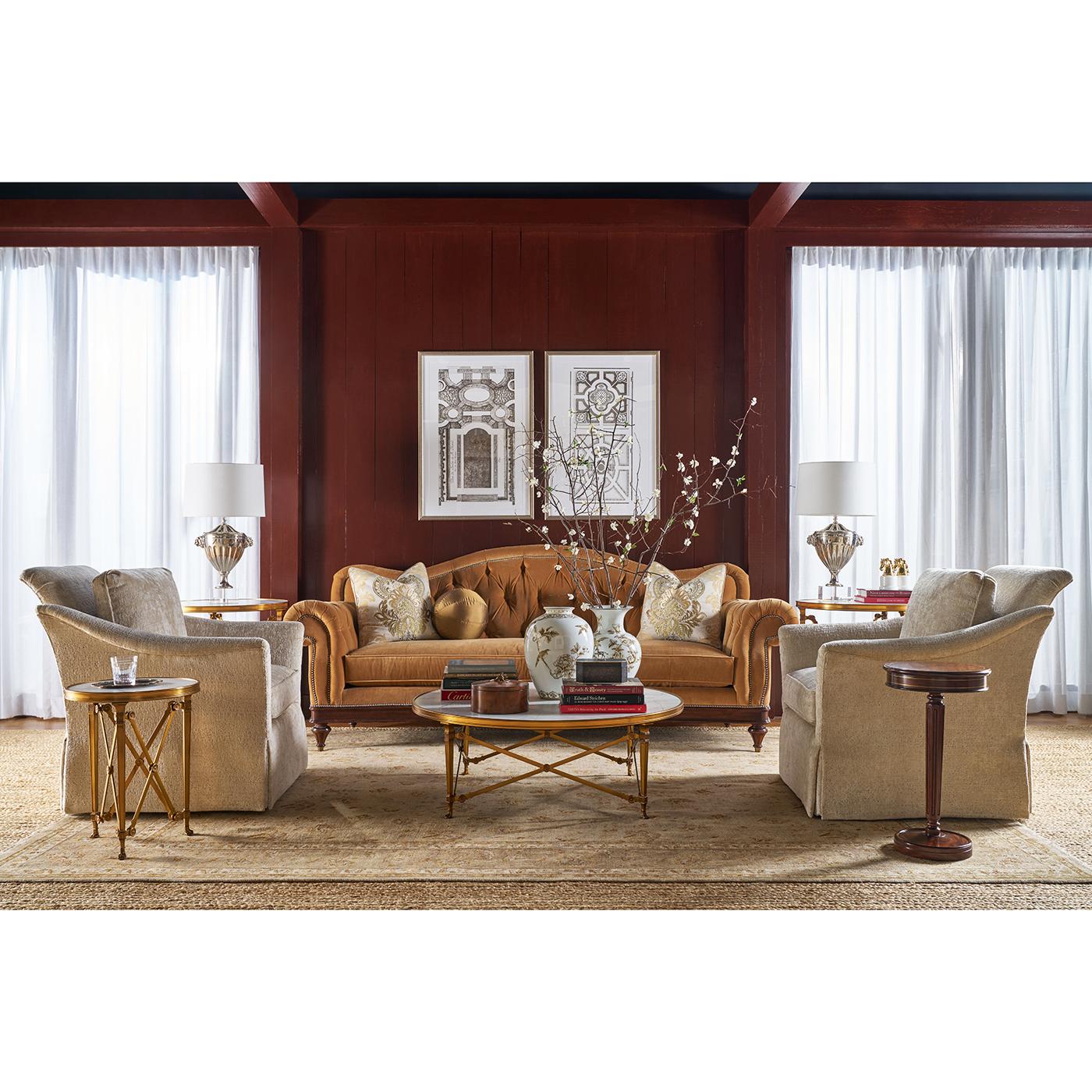 Laiton Table basse ronde de style Empire français en vente