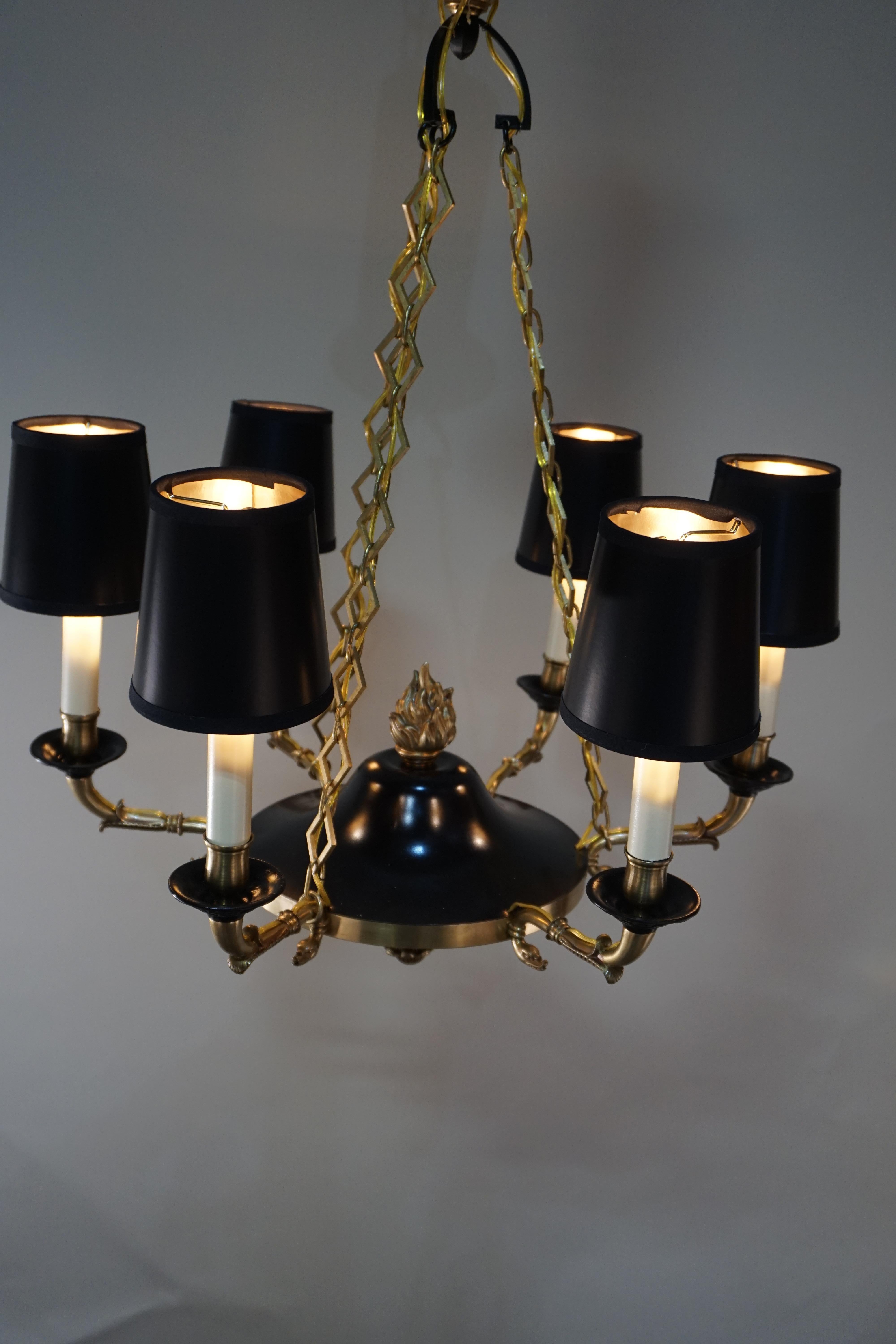 French Empire Style Six-Arm Bronze Chandelier 1