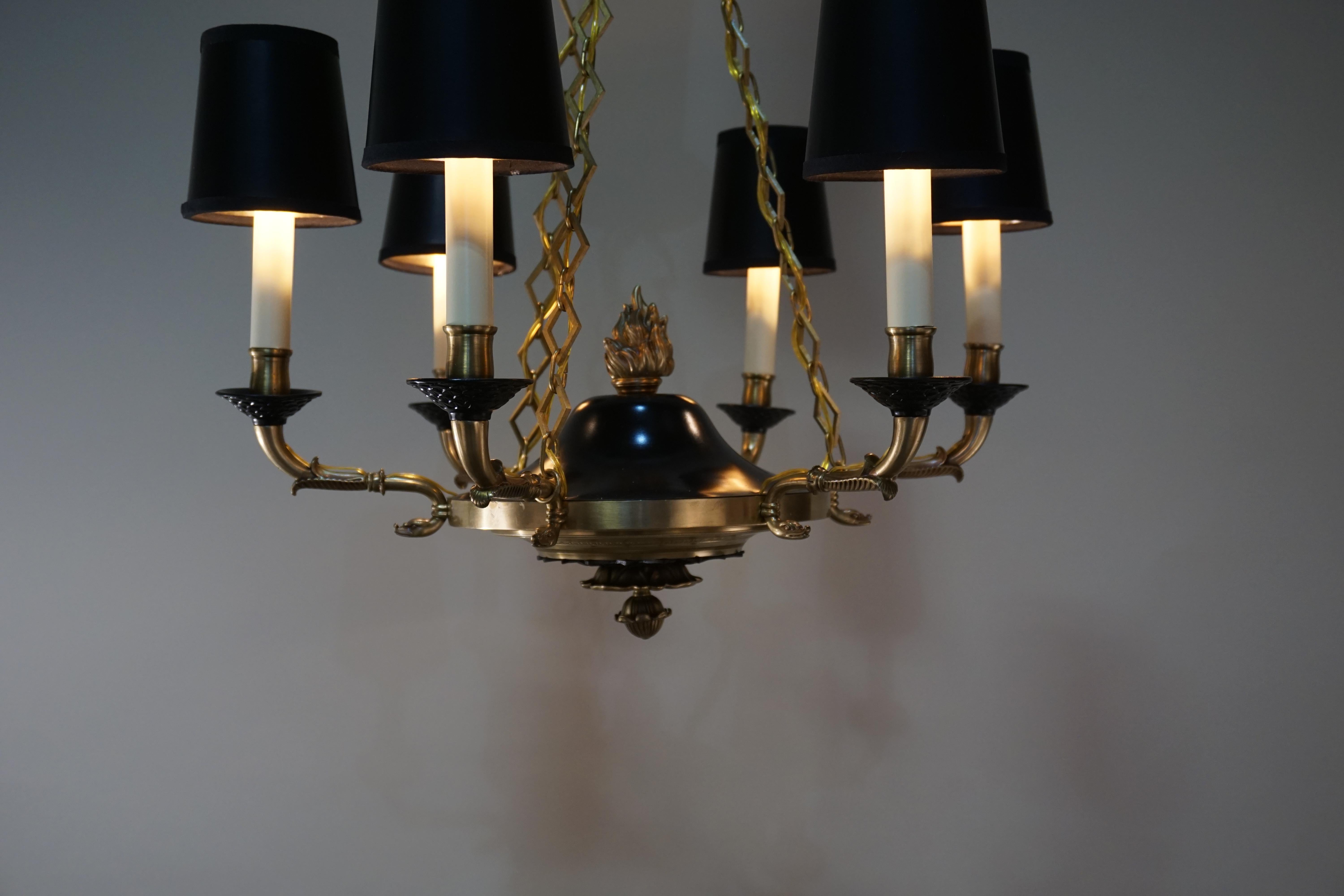 French Empire Style Six-Arm Bronze Chandelier 2