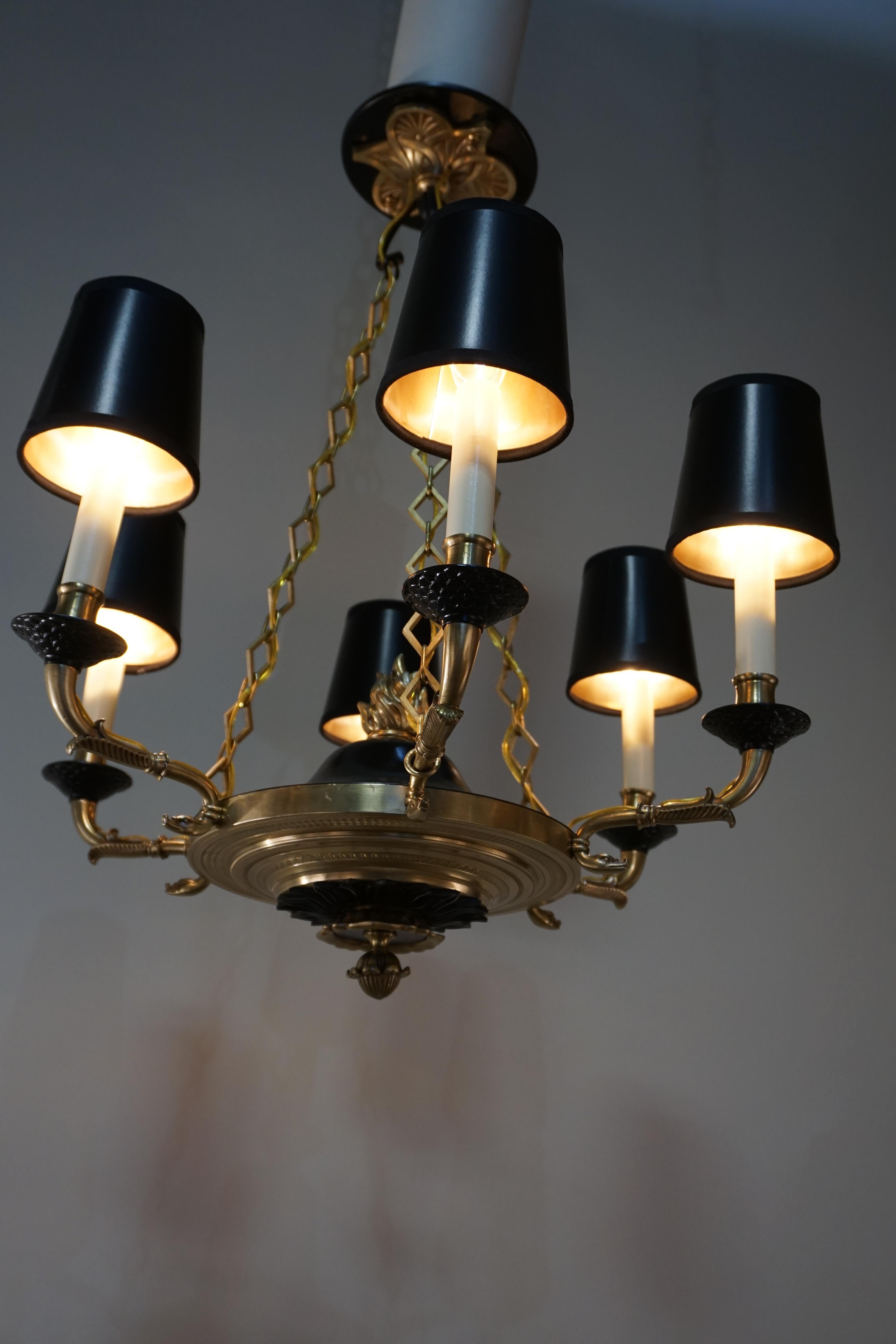 French Empire Style Six-Arm Bronze Chandelier 4