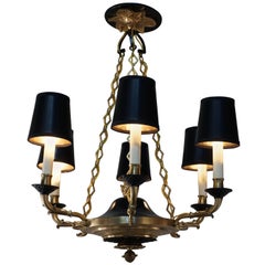 French Empire Style Six-Arm Bronze Chandelier