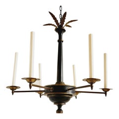 French Empire Style Six-Light Chandelier with Brass Accents