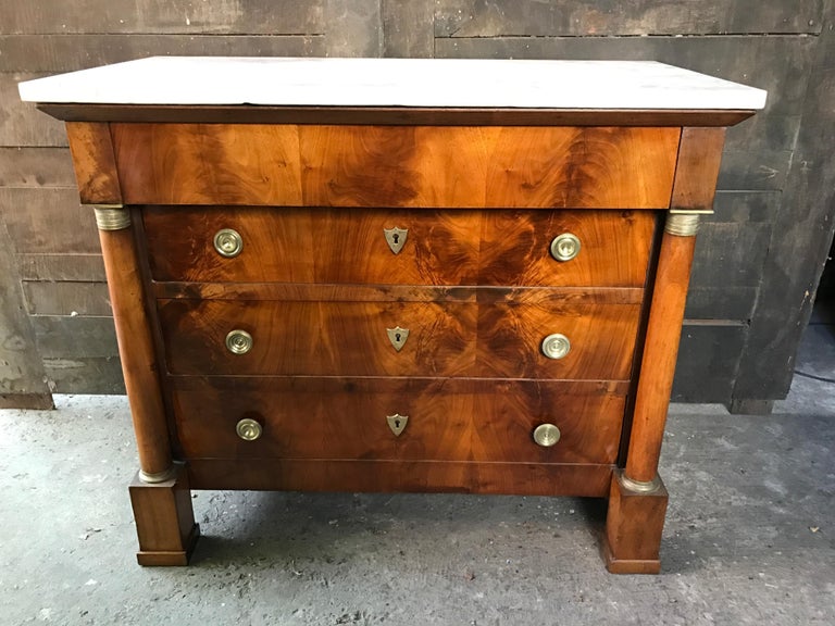 French Empire Style Small Size Chest Of Drawers With Carrare