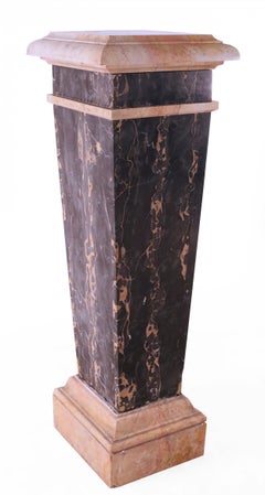 French Empire Style Solid Black and Beige Marble Pedestal