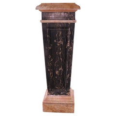 French Empire Style Solid Black and Beige Marble Pedestal