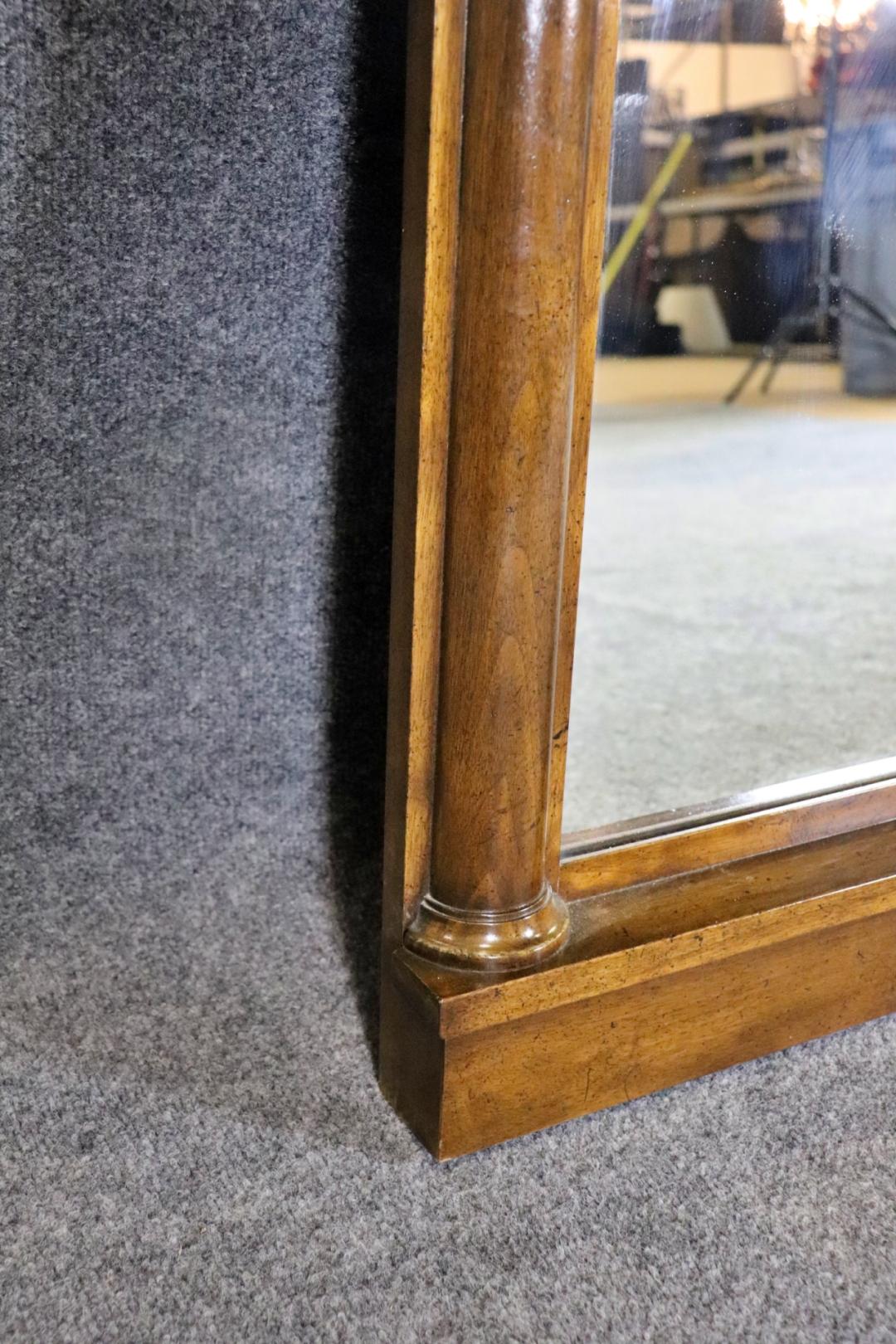 French Empire Style Solid Walnut Bronze Ormolu Mantel Buffet Wall Mirror In Good Condition For Sale In Swedesboro, NJ