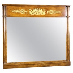 French Empire Style Solid Walnut Bronze Ormolu Mantel Buffet Wall Mirror