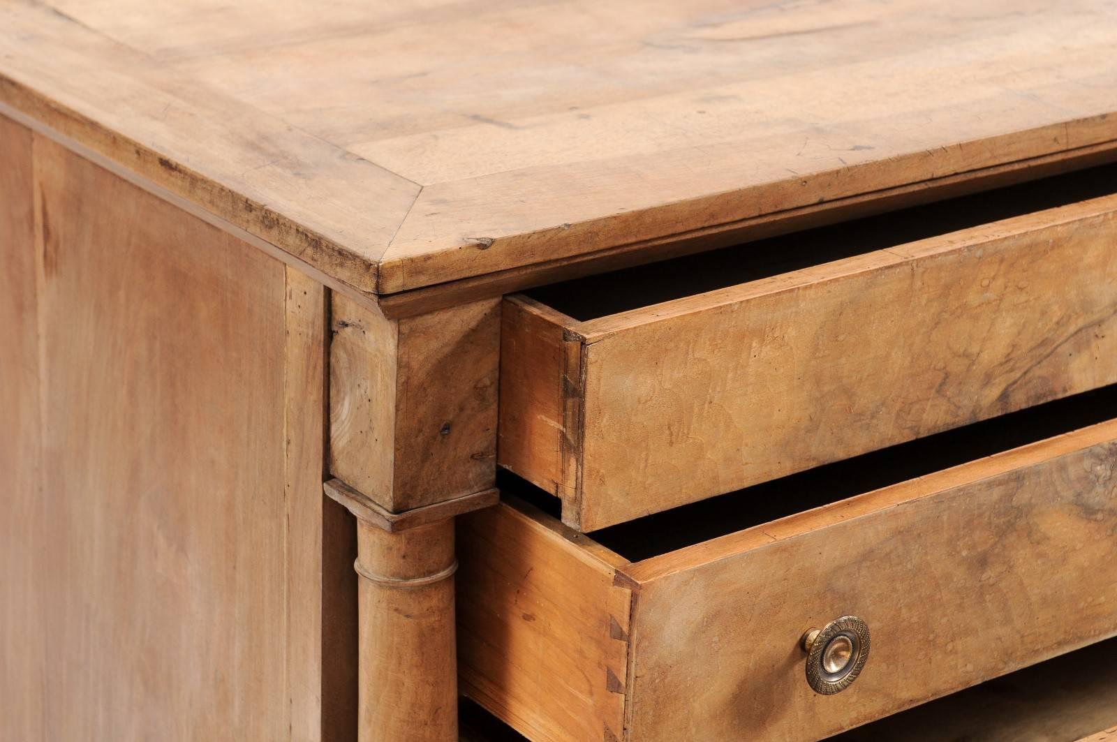 French Empire Style Stripped Four-Drawer Commode with Bookmarked Veneer, 1890s 1