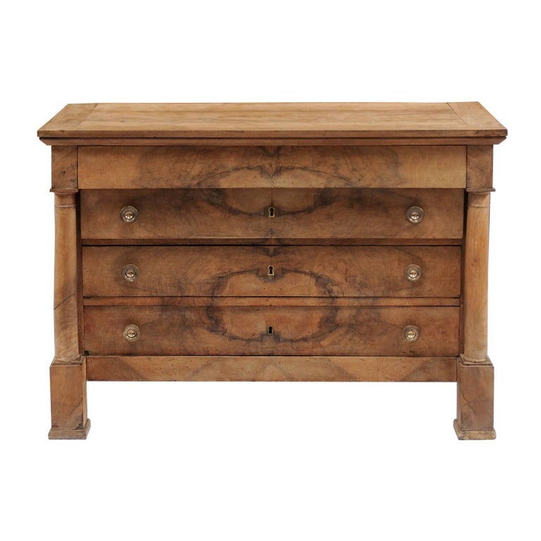 French Empire Style Stripped FourDrawer Commode with Bookmarked Veneer