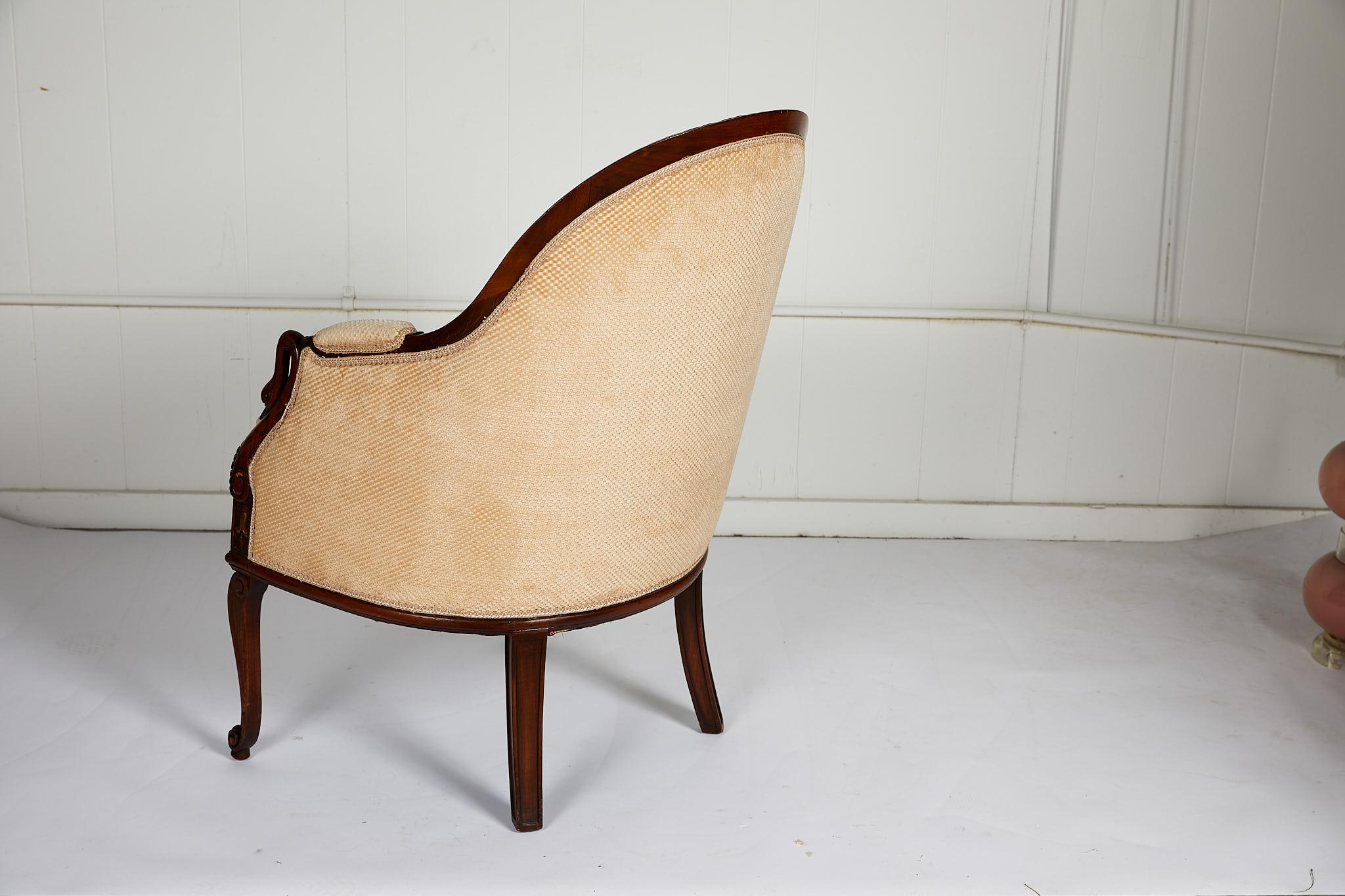 Unknown French Empire Style Swan Arm Tub Chair