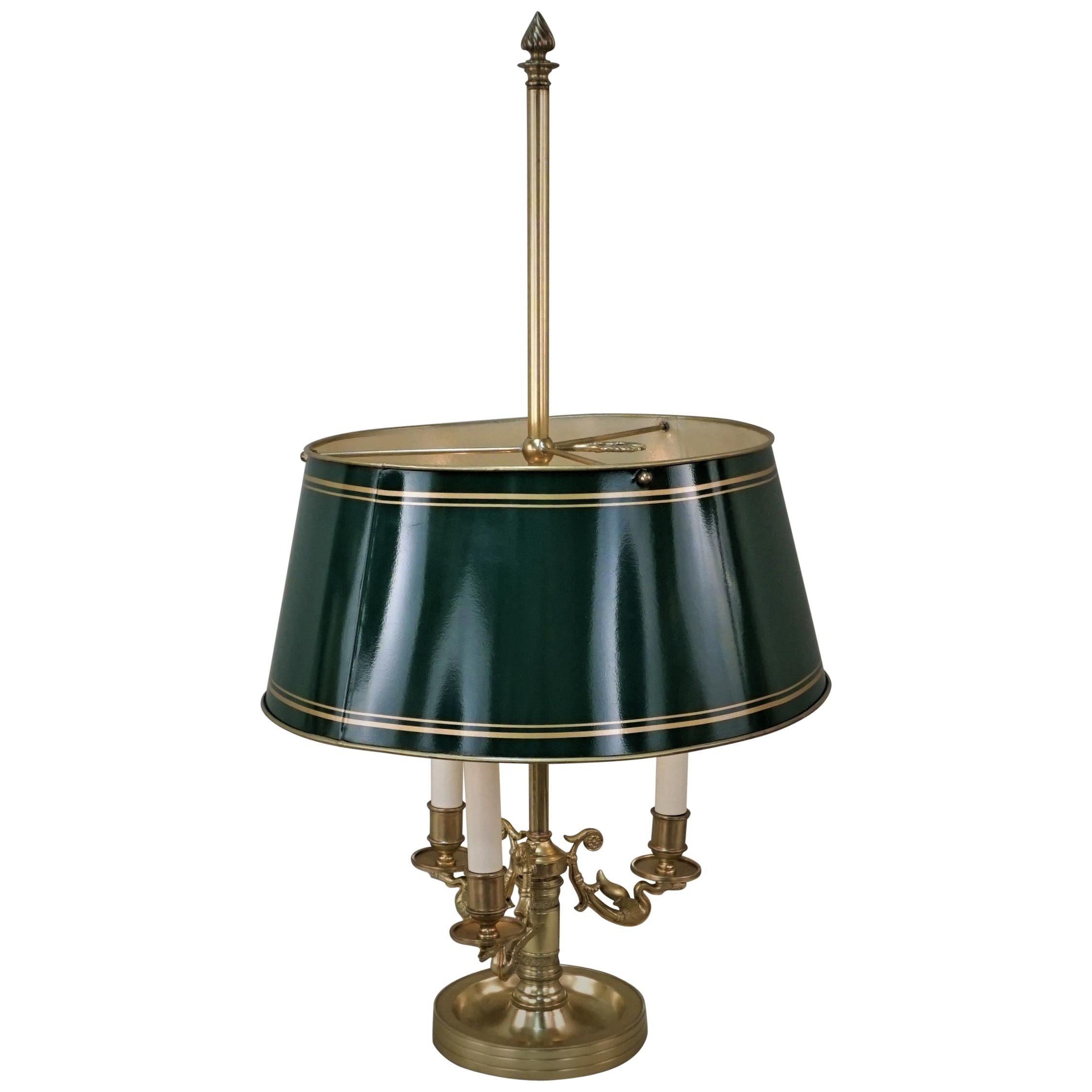 French Empire Style Swan Arms Bouillotte Desk Table Lamp
