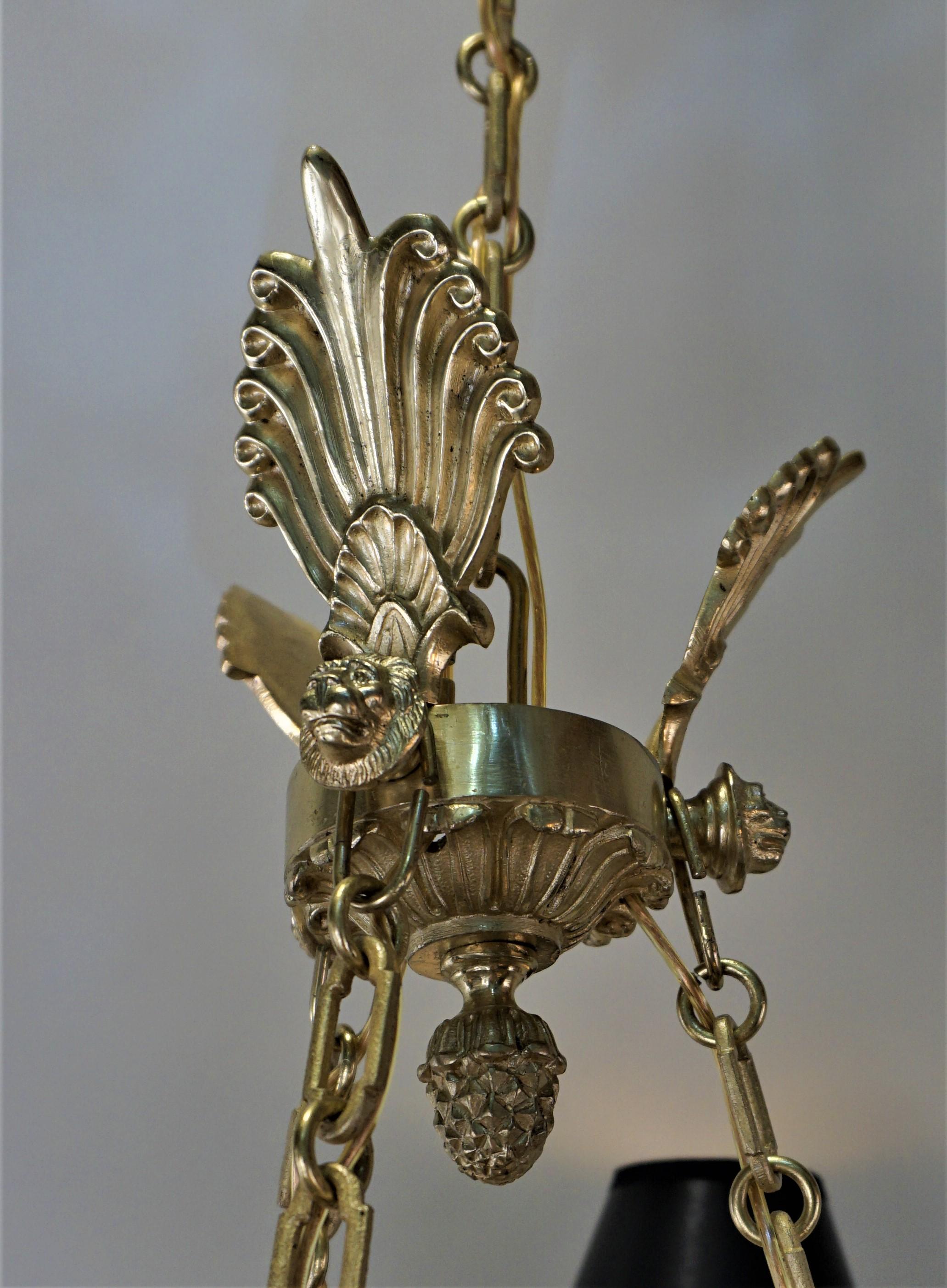 Early 20th Century French Empire Style Swan Arms Bronze Chandelier