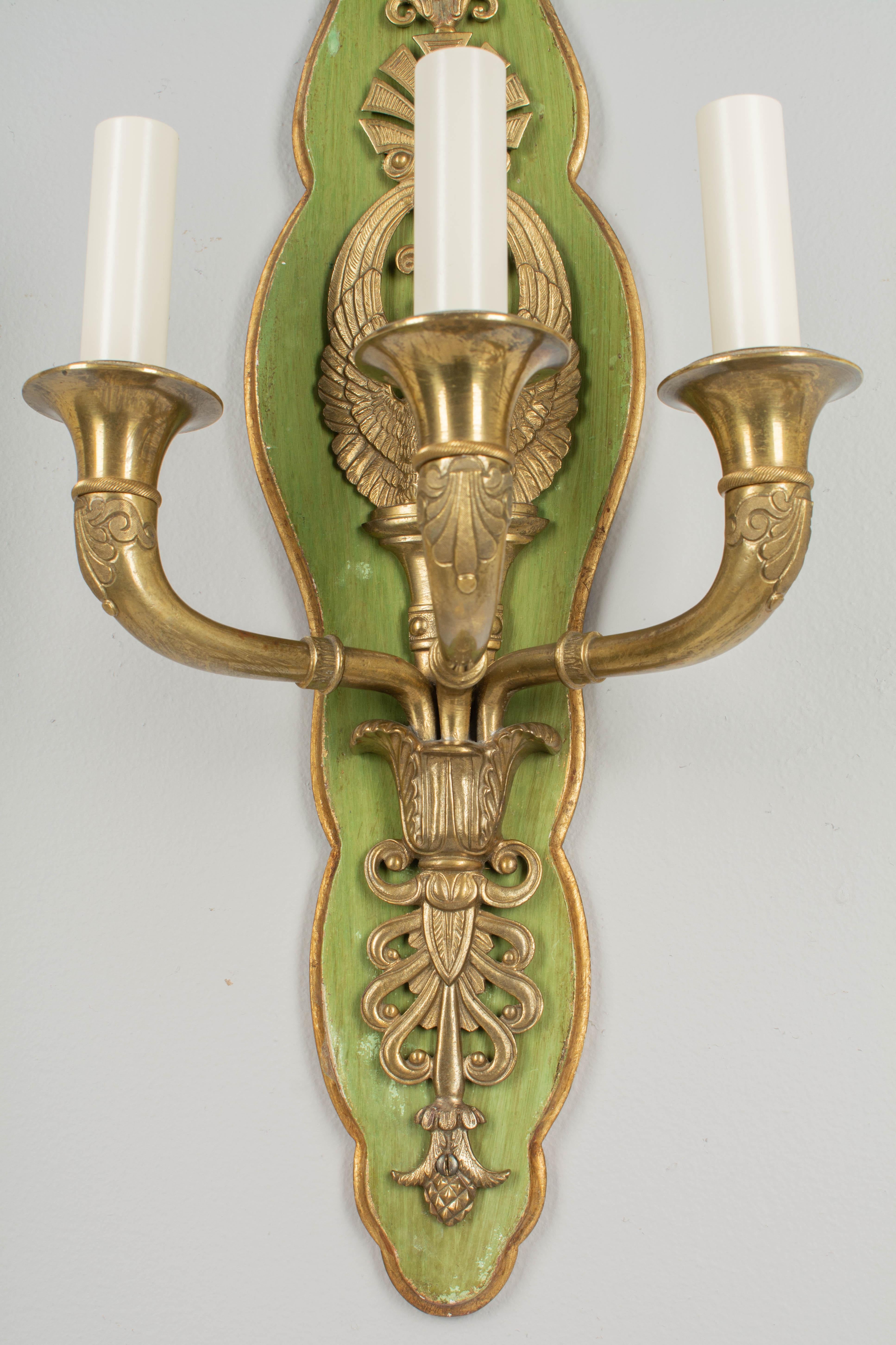 20th Century French Empire Style Swan Motif Sconce Pair