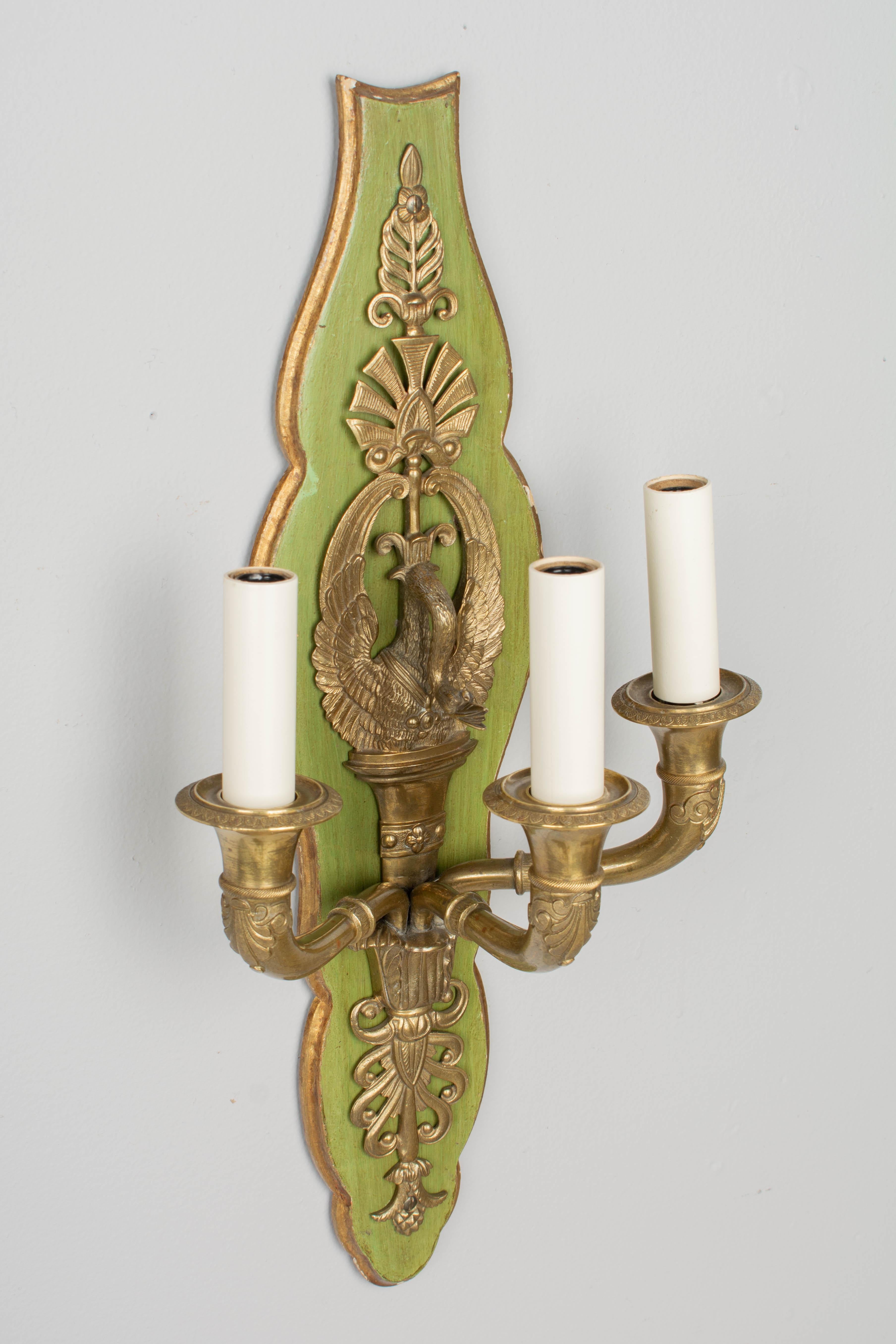 Bronze French Empire Style Swan Motif Sconce Pair