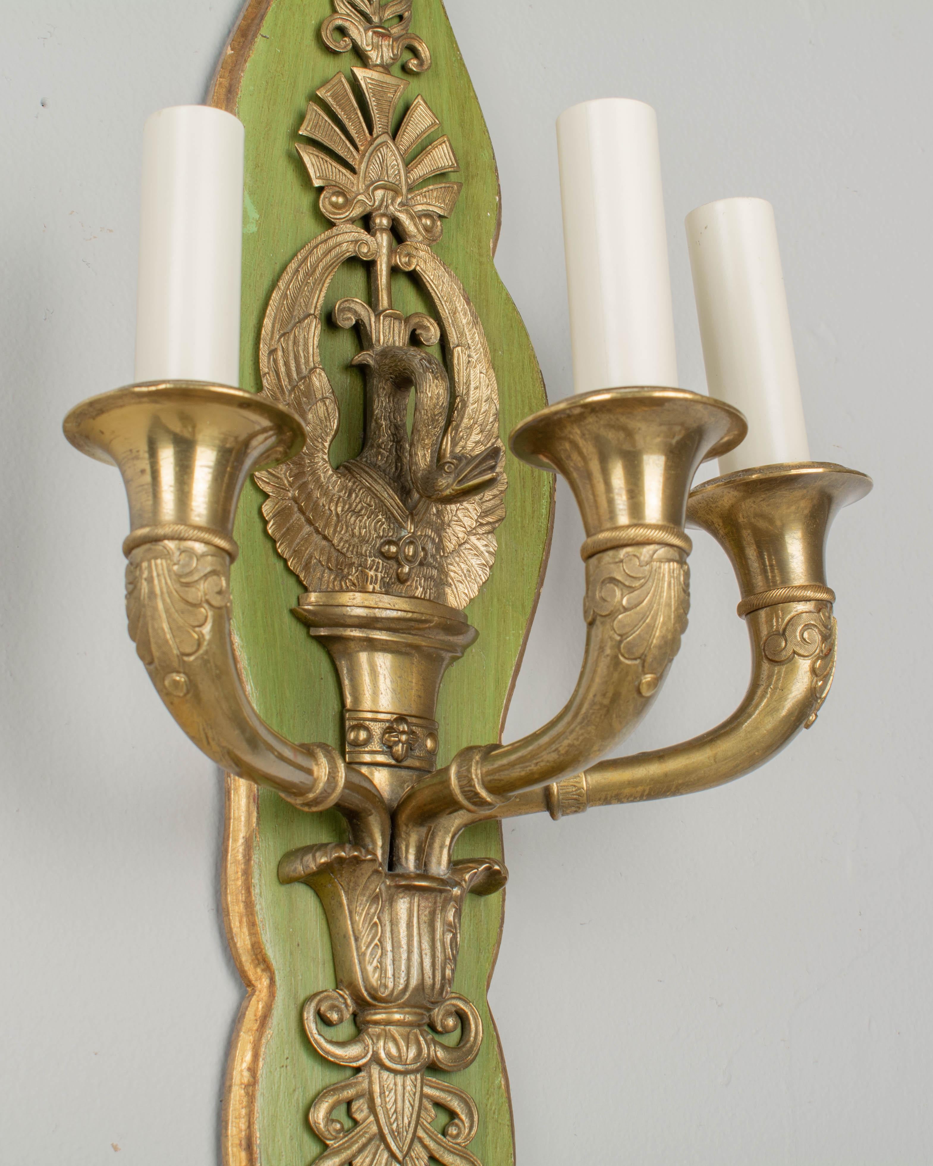 French Empire Style Swan Motif Sconce Pair 1