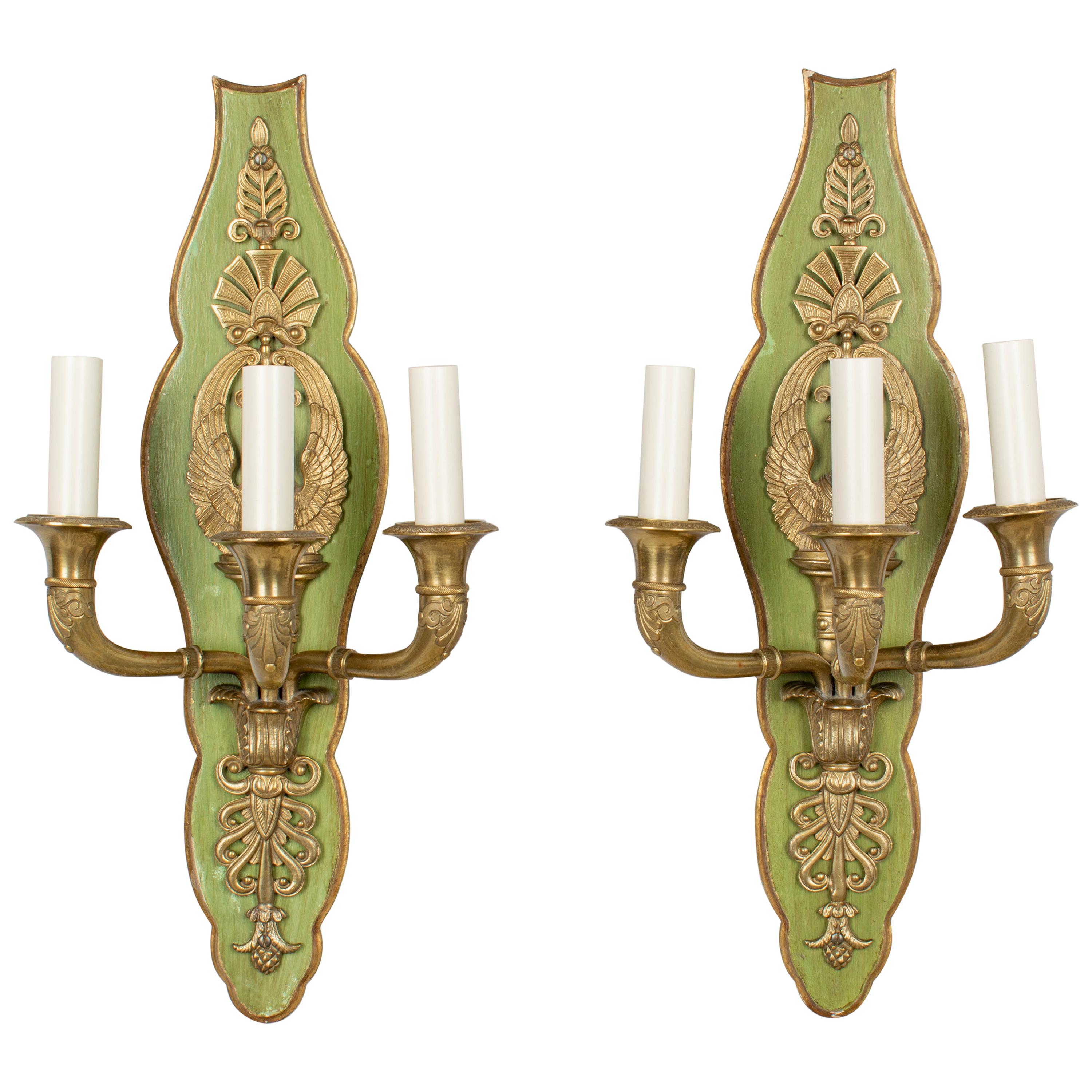 French Empire Style Swan Motif Sconce Pair