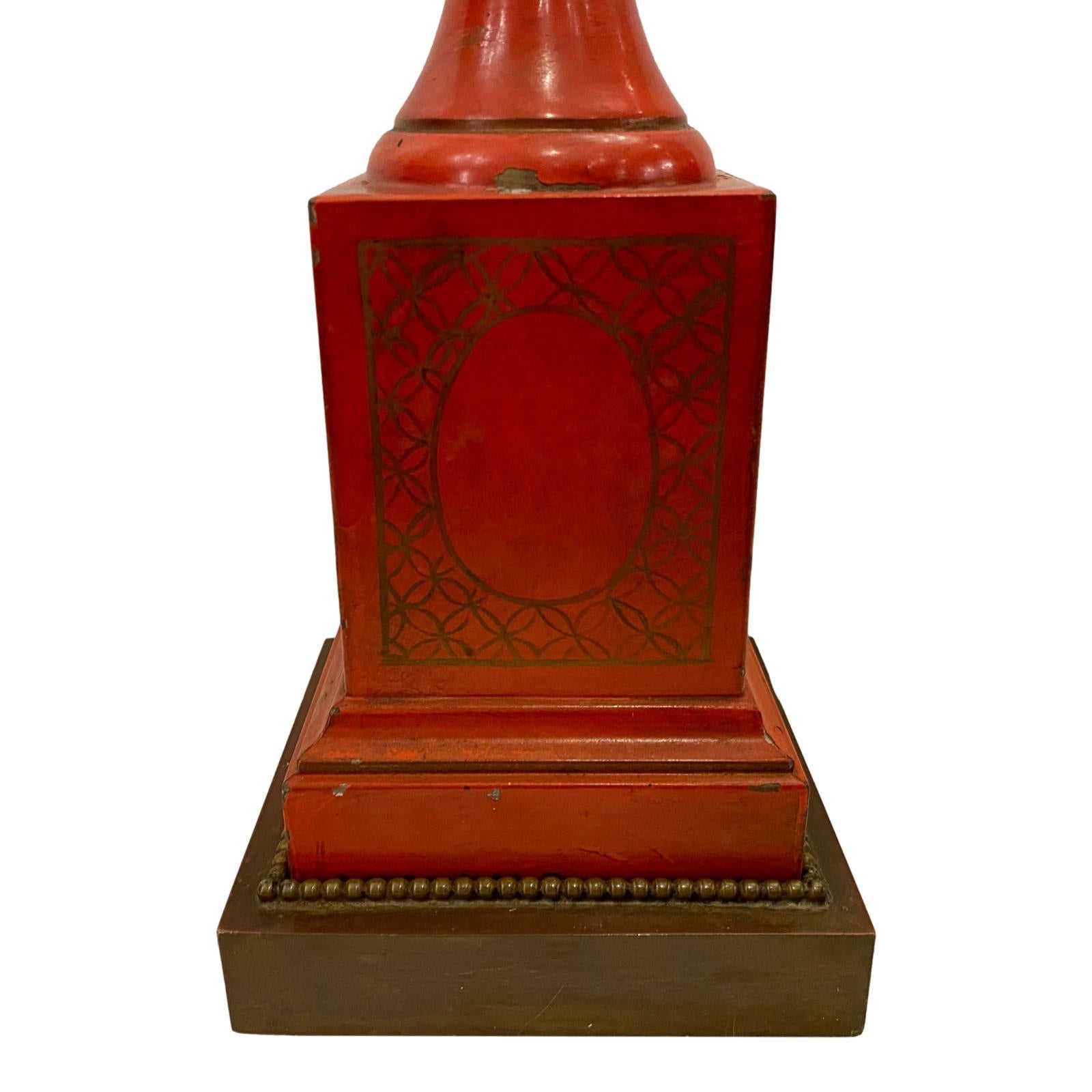 Painted French Empire Style Table Lamp For Sale
