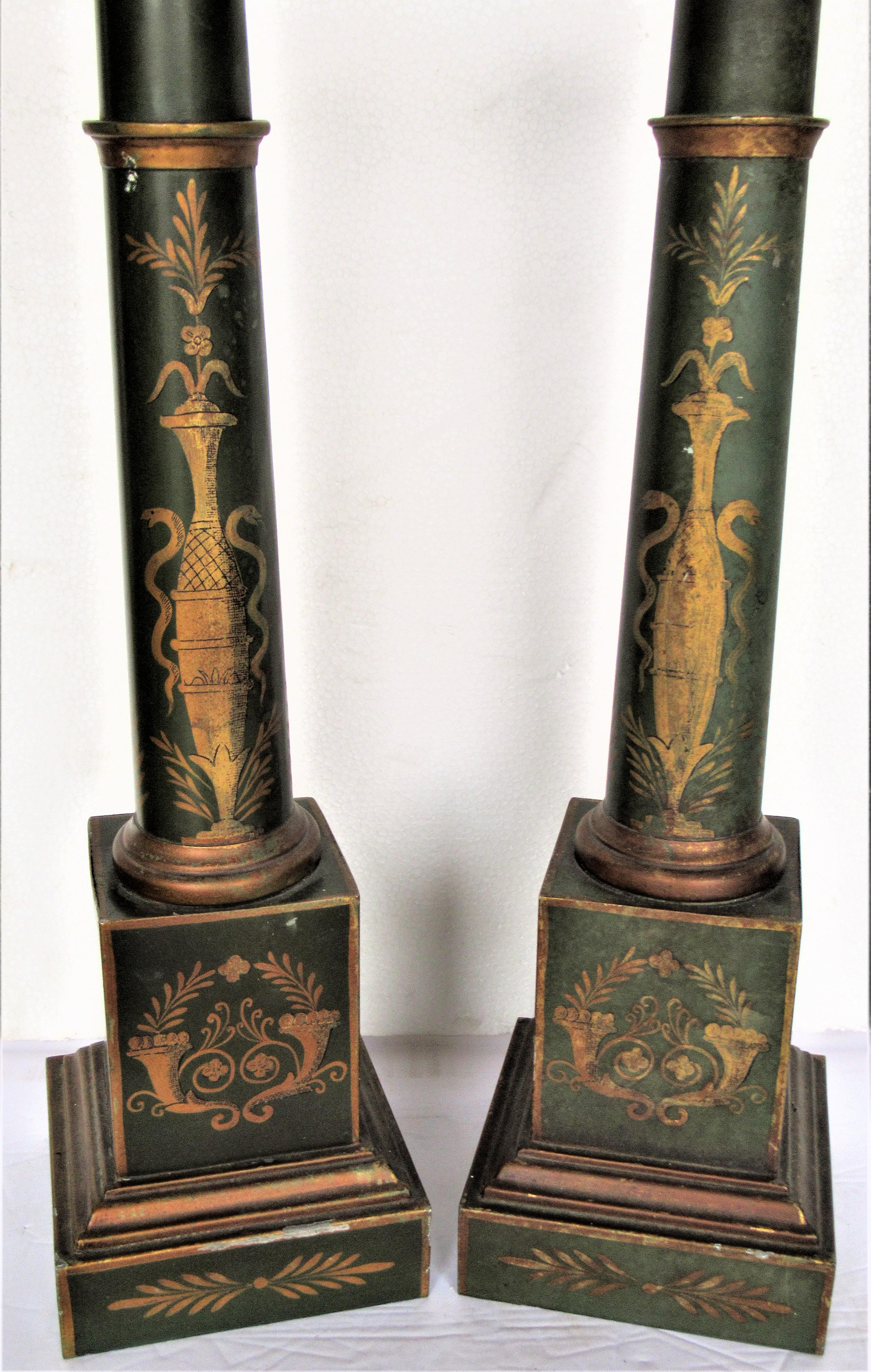 French Empire Style Tole Painted and Gilded Table Lamps 9